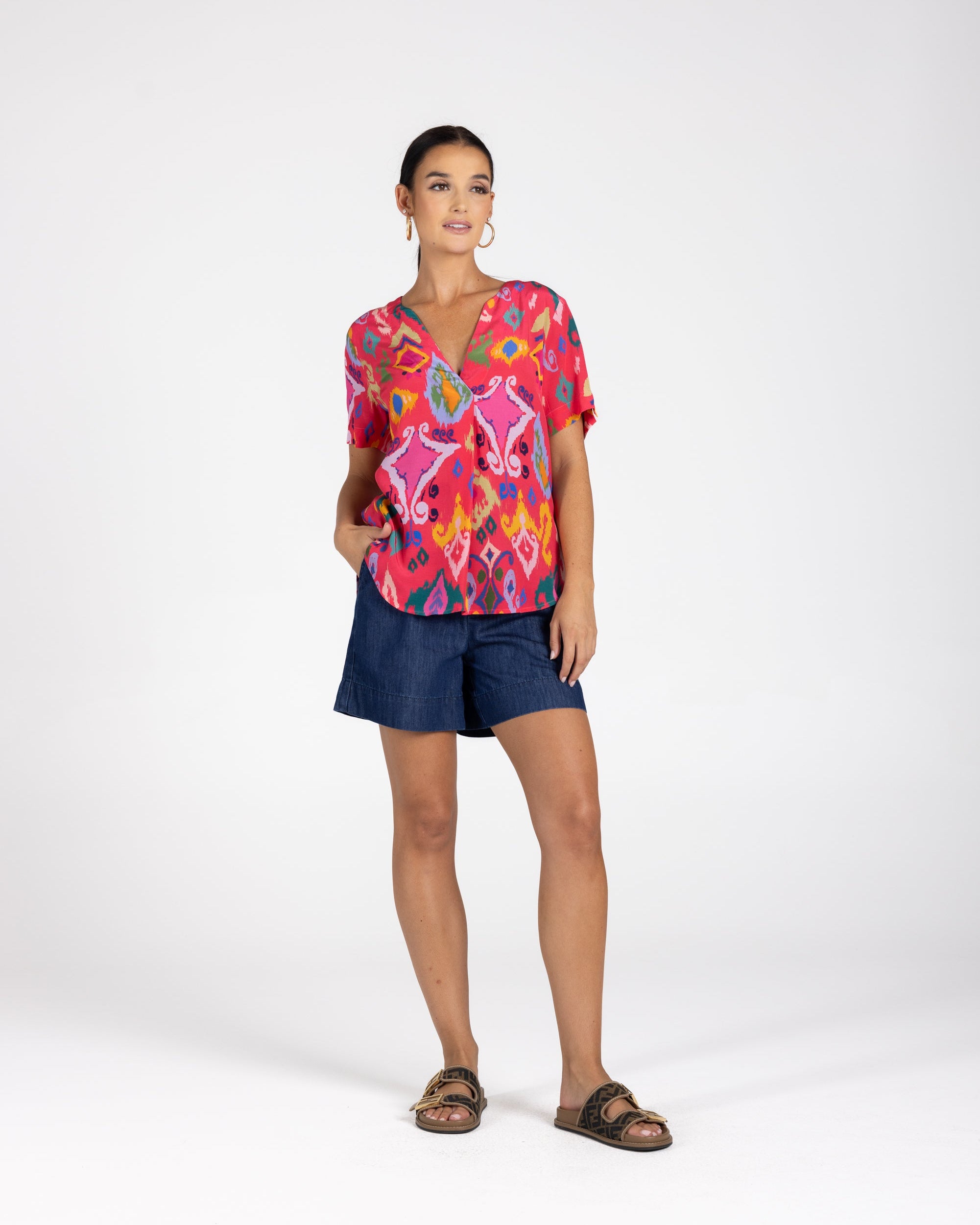 Two T's Ikat Print Top