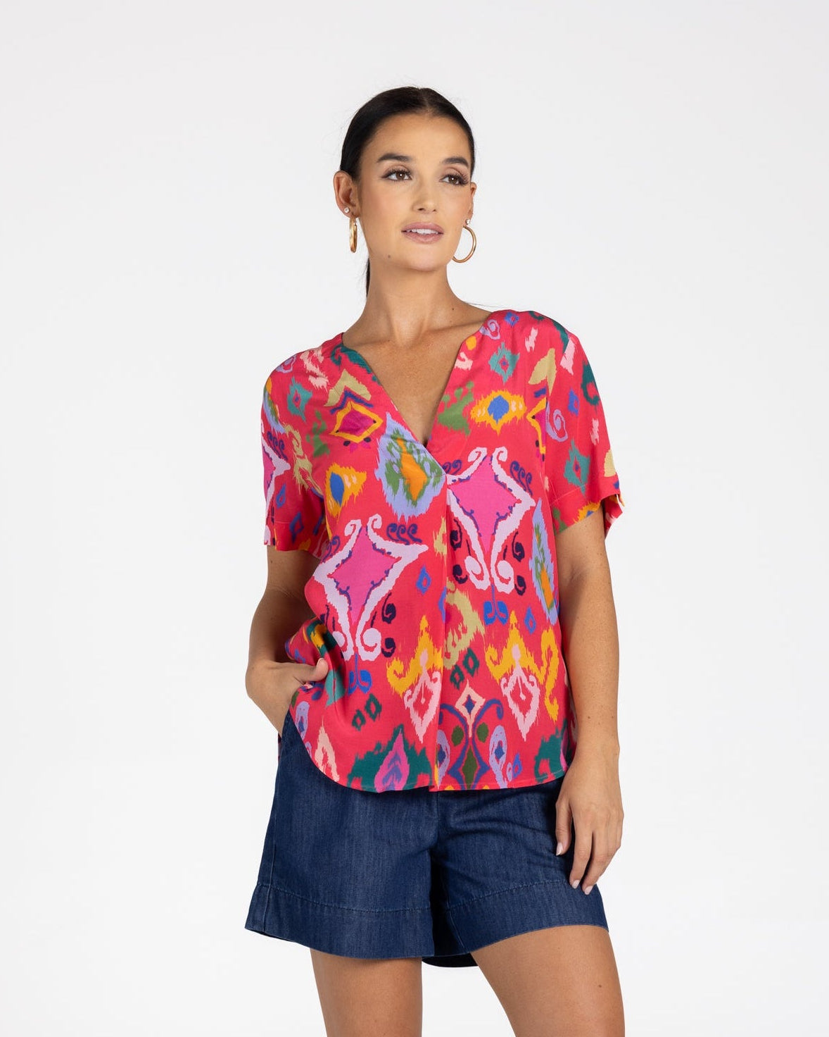 Two T's Ikat Print Top