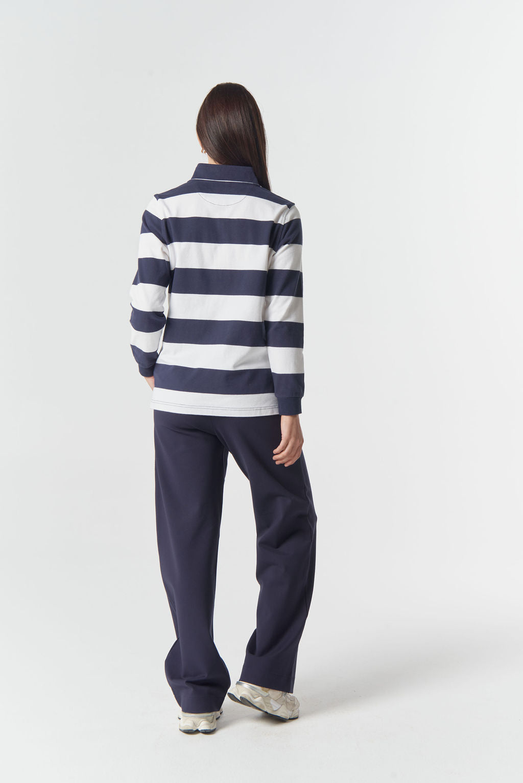 Goondiwindi Cotton The Local ½ Zip Cotton Rugby Top - Dark Navy/White