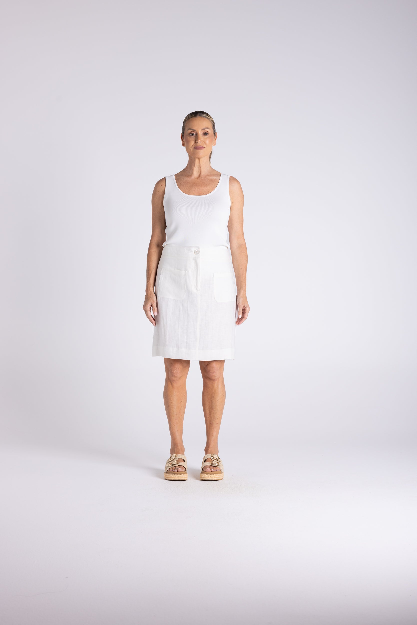 Two T's Tweed Linen Skirt - Milk