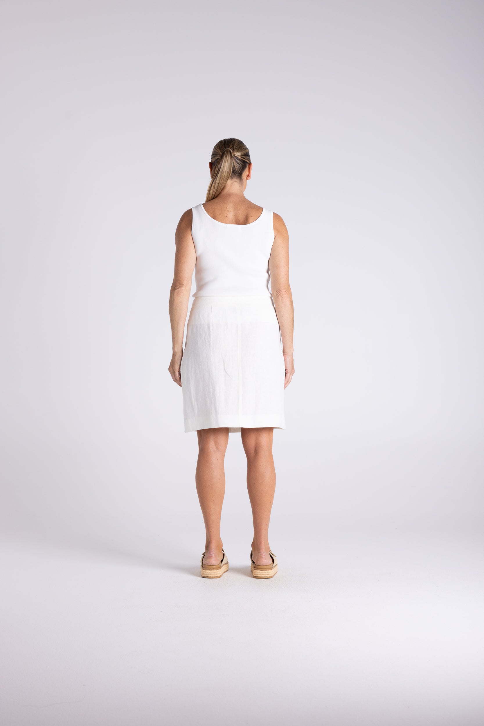 Two T's Tweed Linen Skirt - Milk