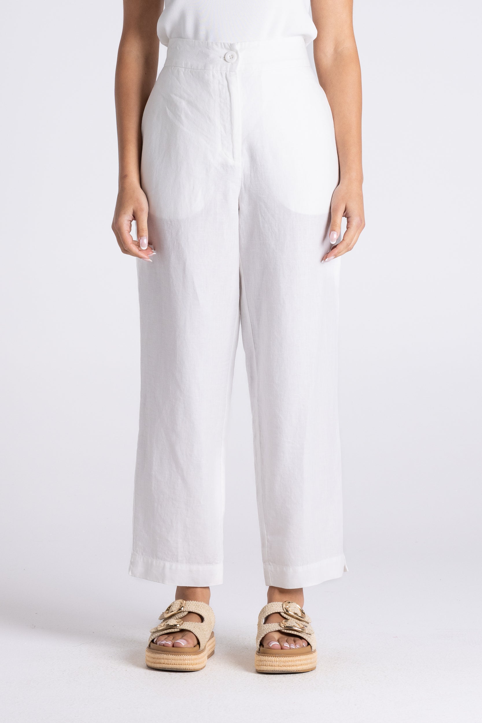 Two T's Luna 7/8 Linen Pant - White