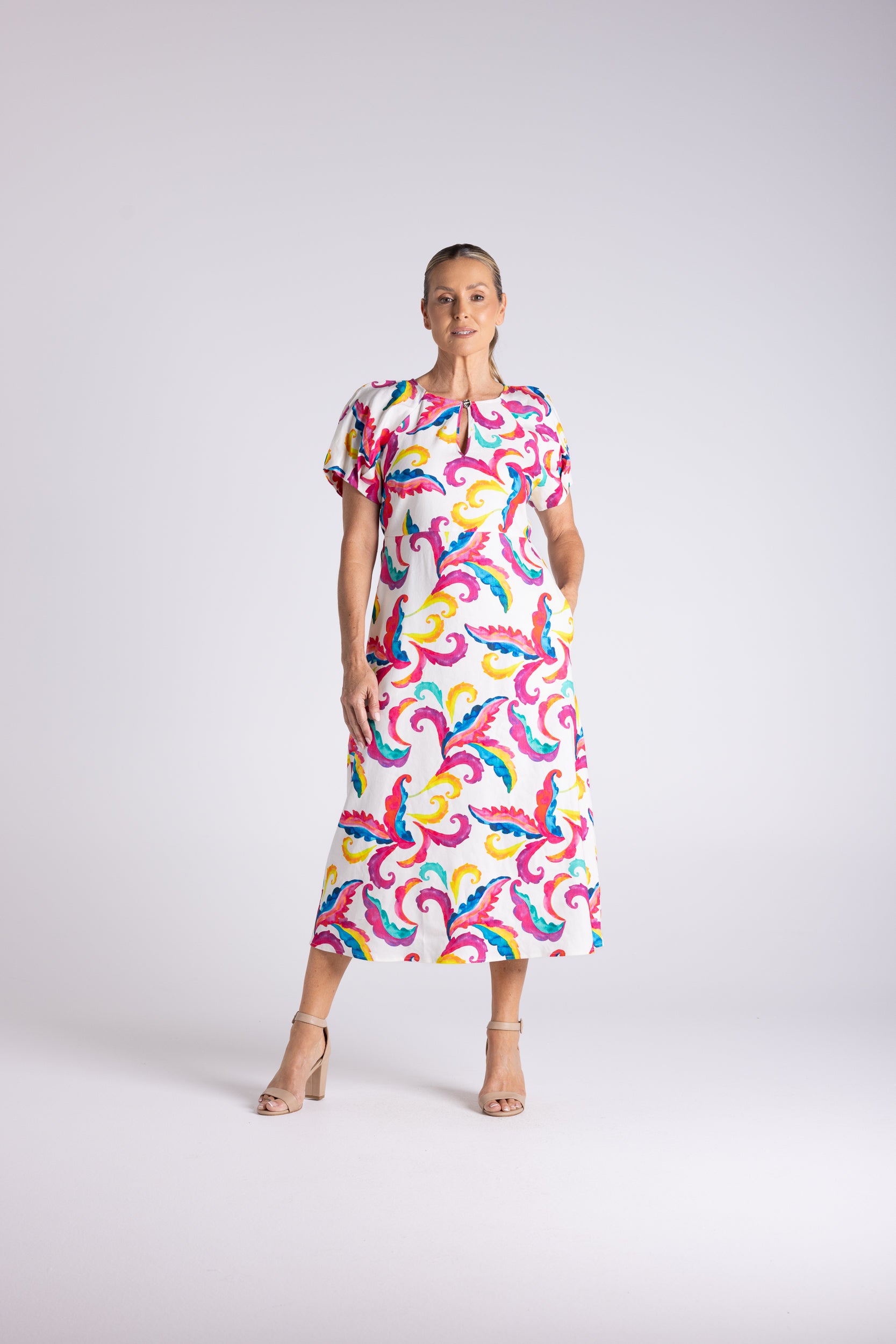 Two T's Carnival Print Midi Dress