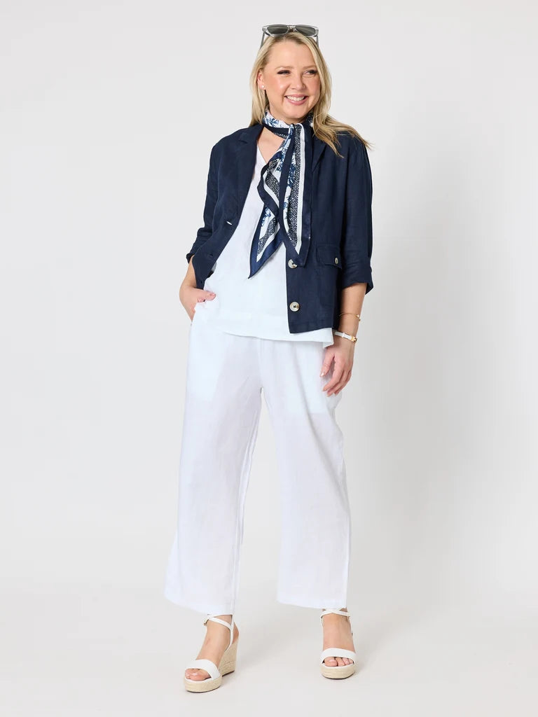 Gordon Smith Lara Wide Leg Linen Pant - White