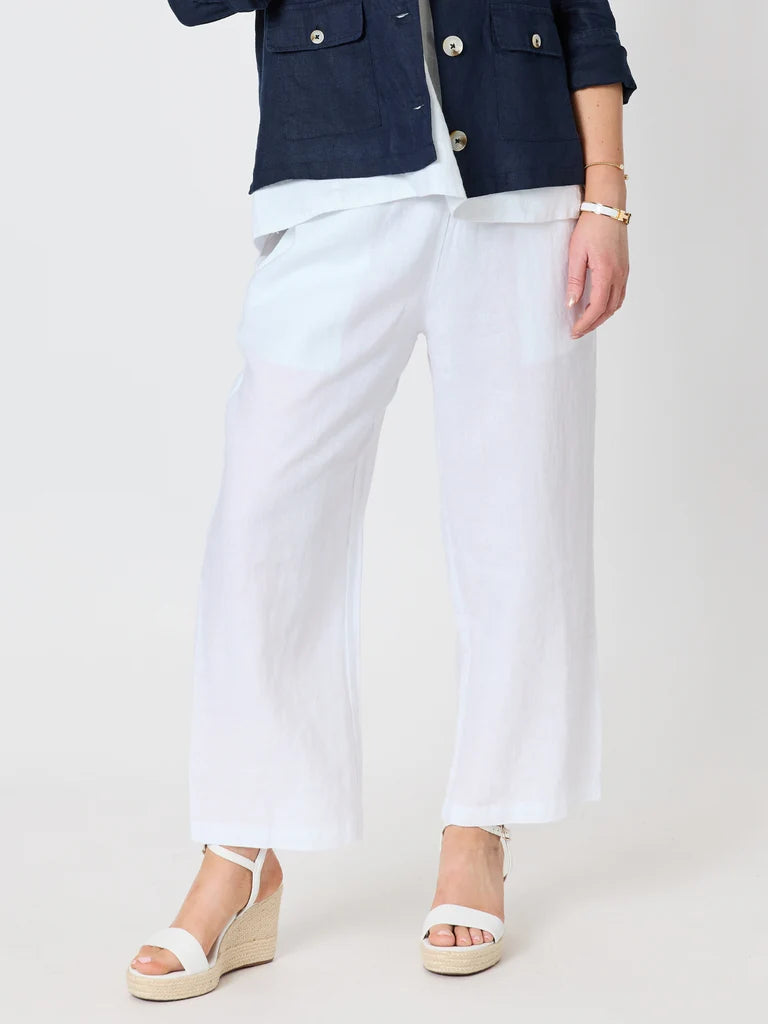 Gordon Smith Lara Wide Leg Linen Pant - White