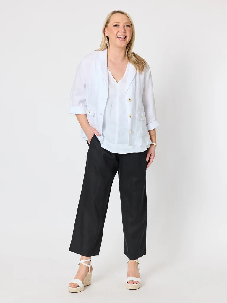Gordon Smith Lara Linen Wide Leg Pant - Black
