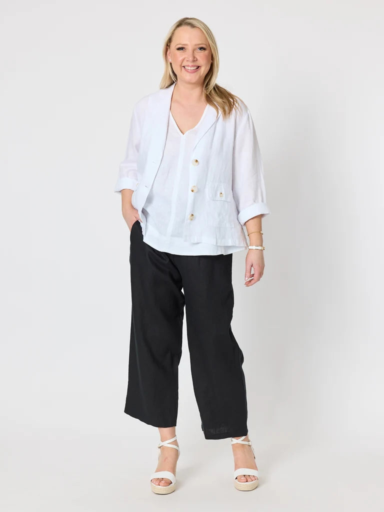 Gordon Smith Lara Linen Wide Leg Pant - Black