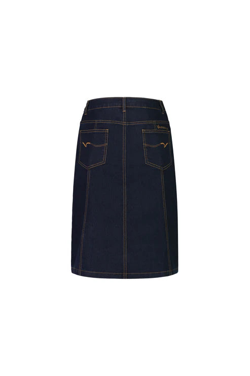 Vassalli Contrast Stitch Denim Skirt - Indigo Denim