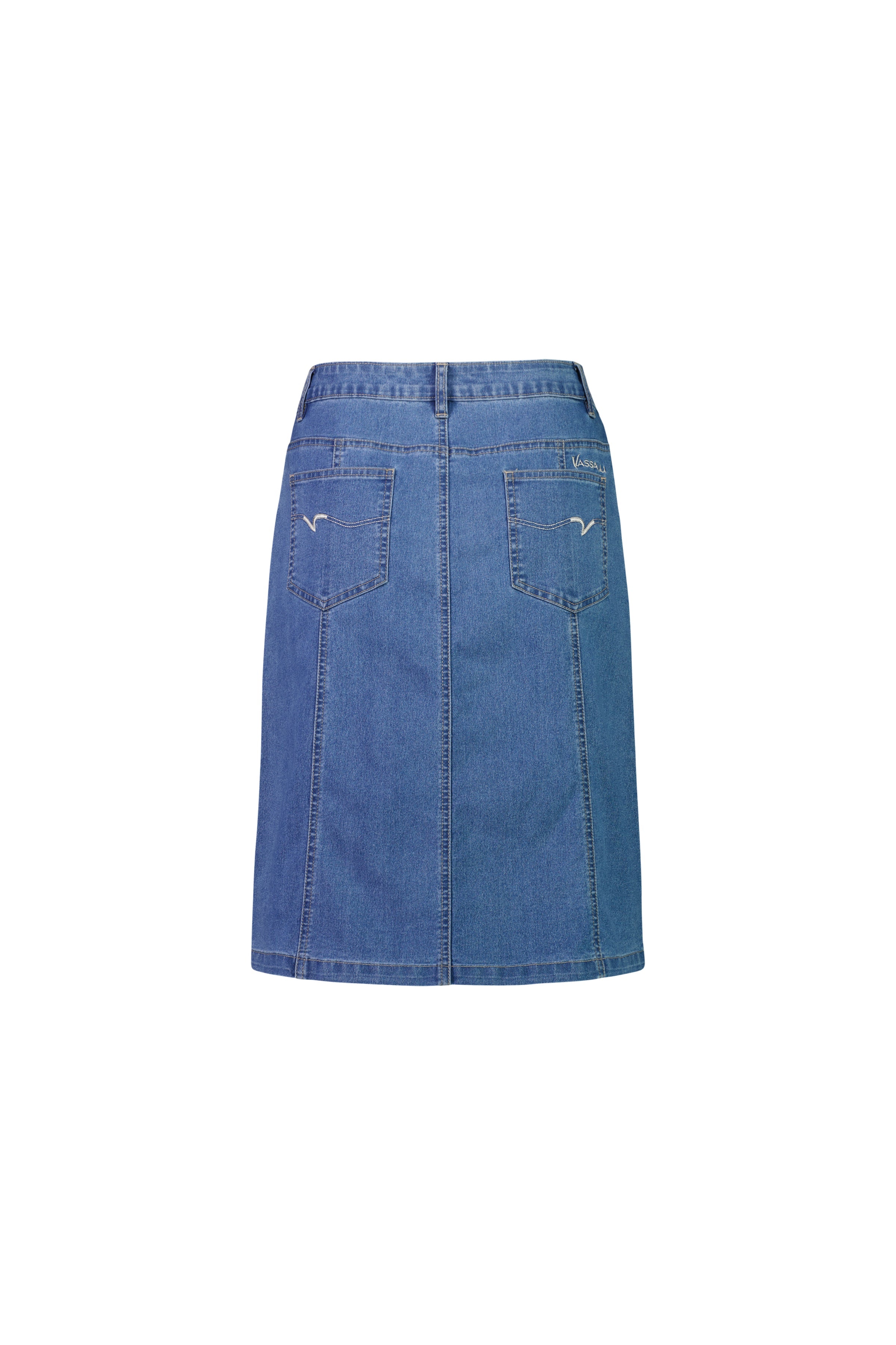 Vassalli Contrast Stitch Denim Skirt - Light Denim