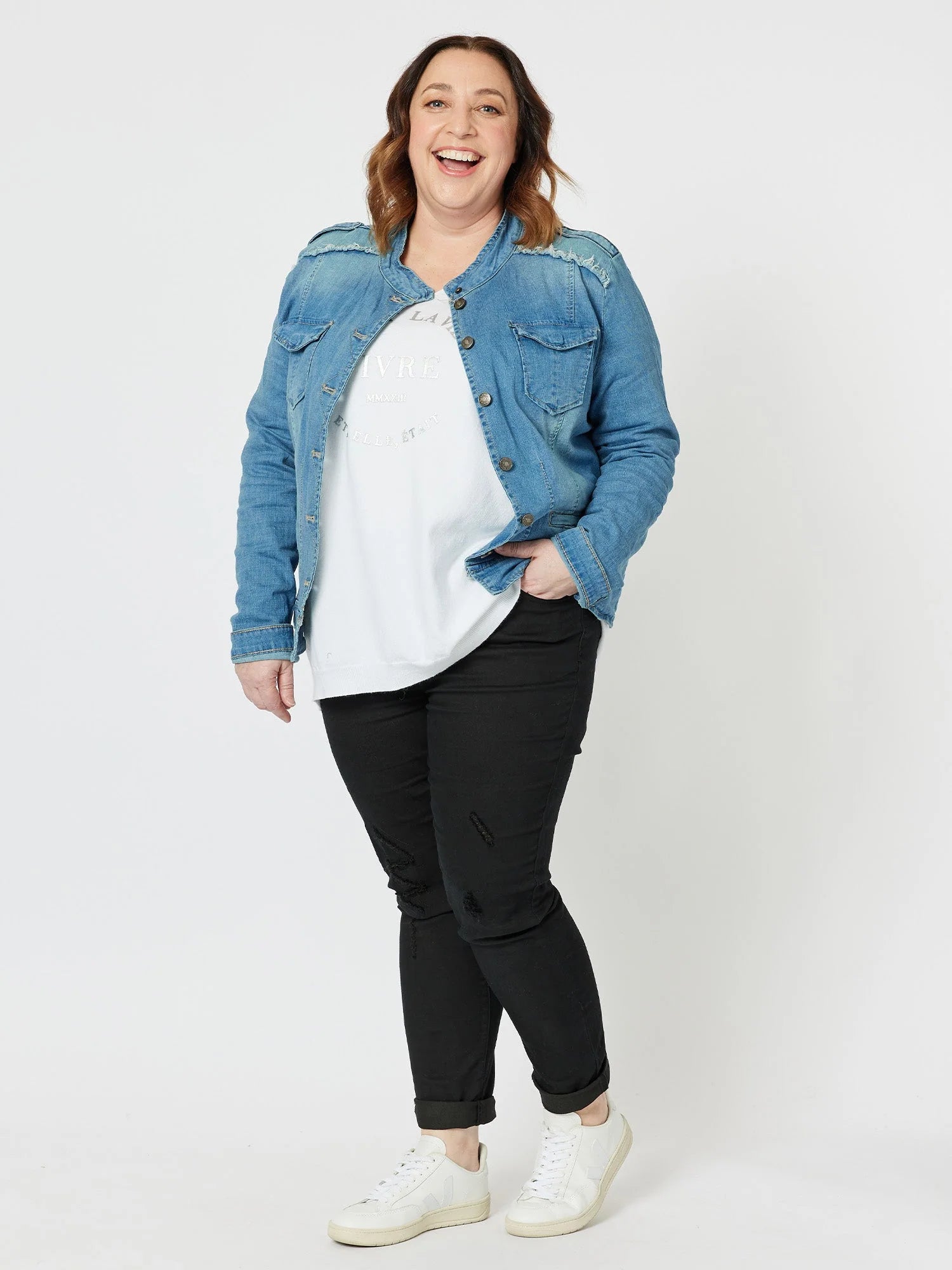 Threadz Military Denim Jacket - Denim