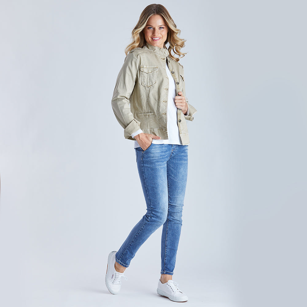 Threadz Military Denim Jacket - Natural