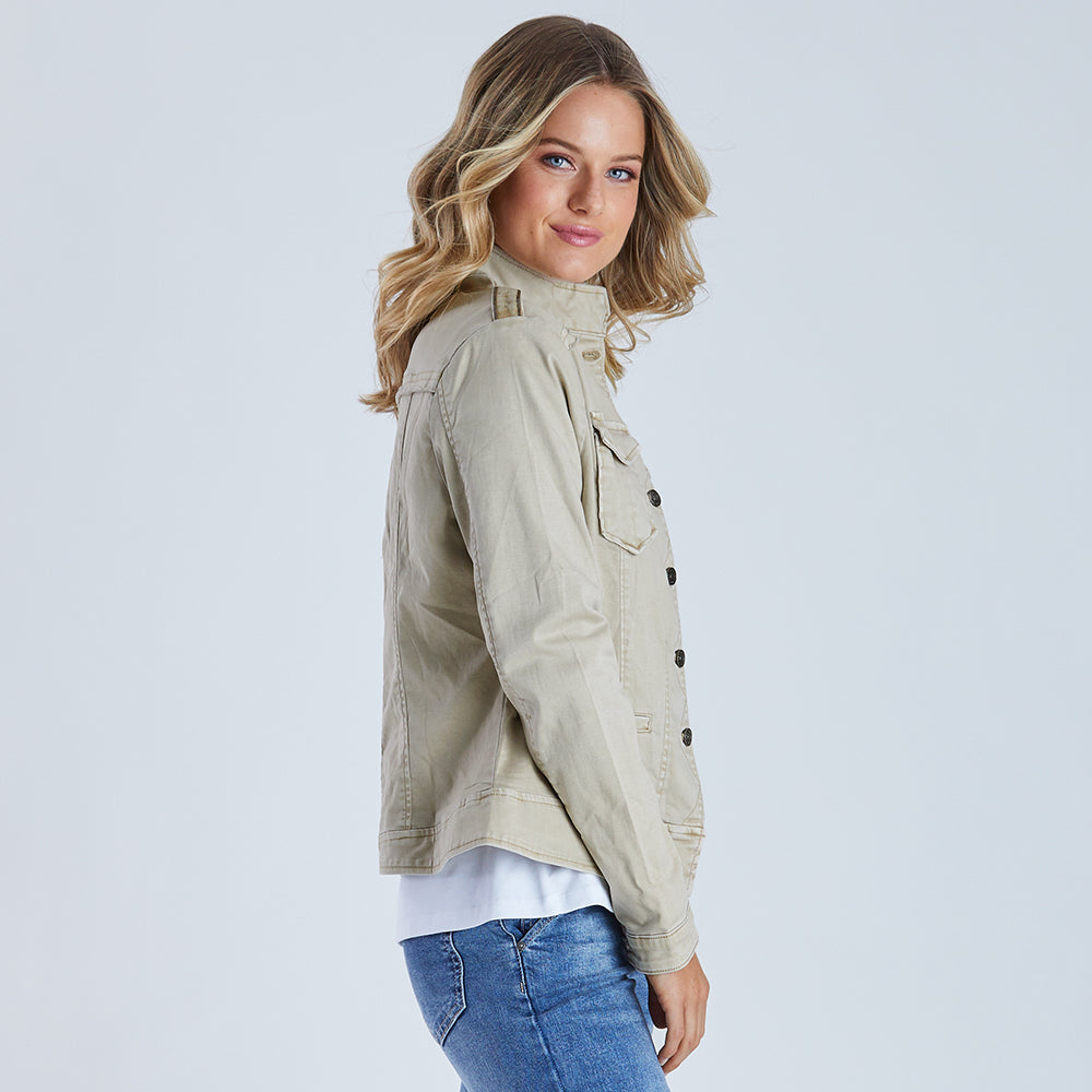 Threadz Military Denim Jacket - Natural