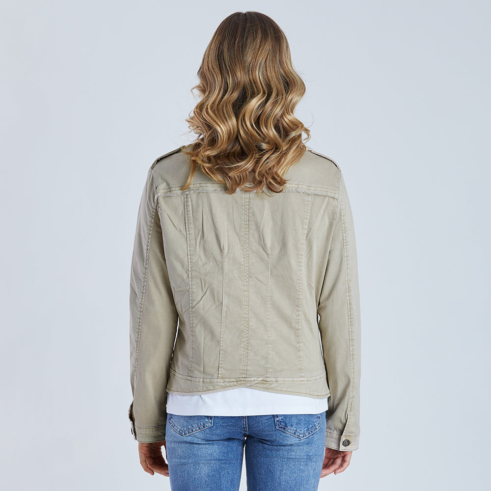 Threadz Military Denim Jacket - Natural