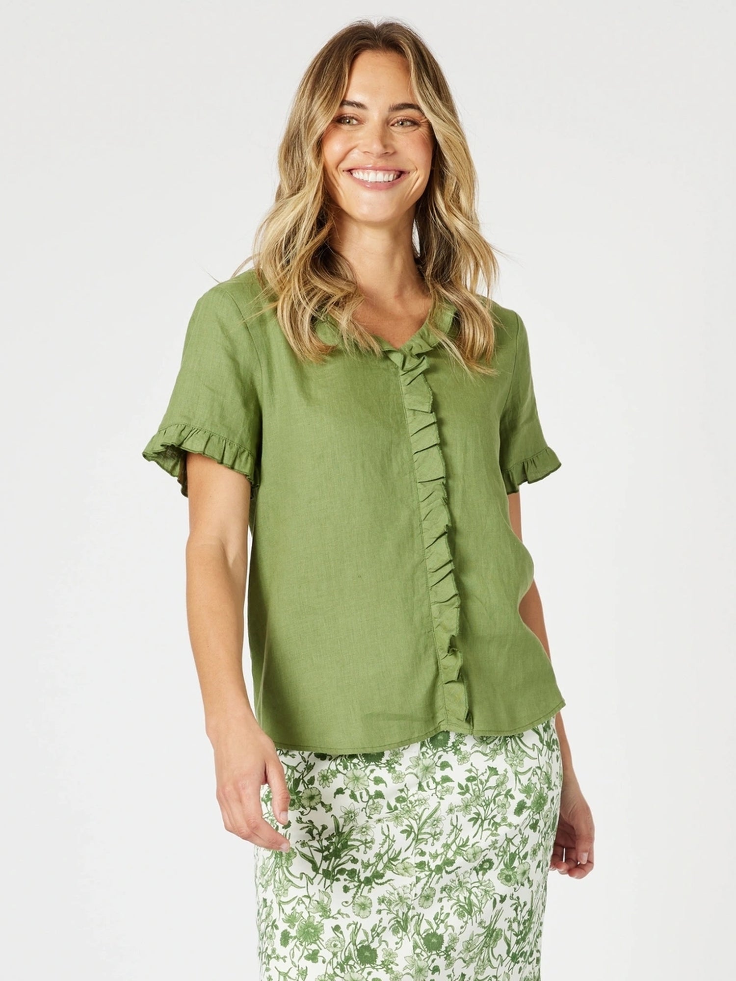 Gordon Smith Short Sleeve Tiffany Shirt - Basil