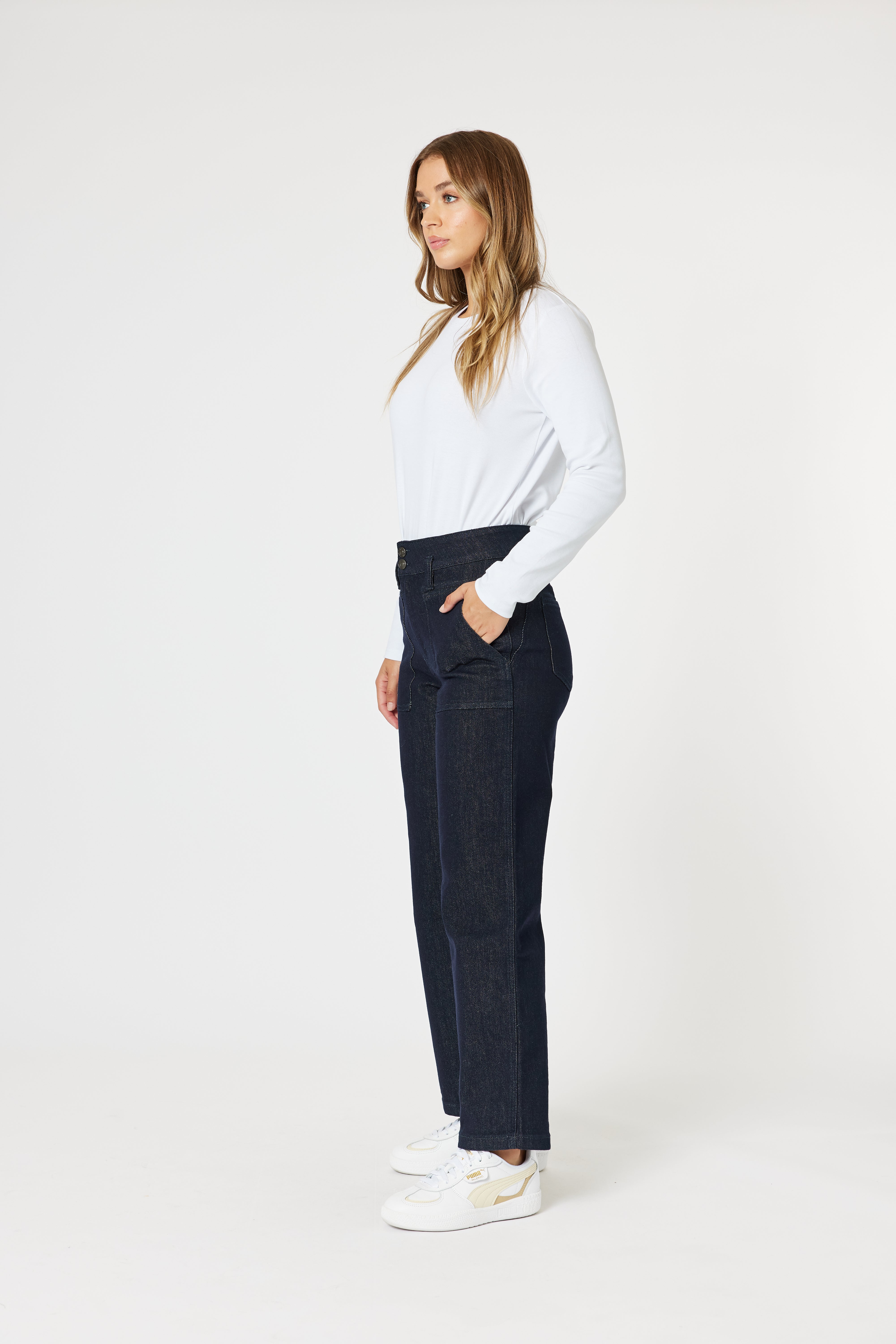 Gordon Smith Hudson High Rise Wide Leg Jean - Dark Denim