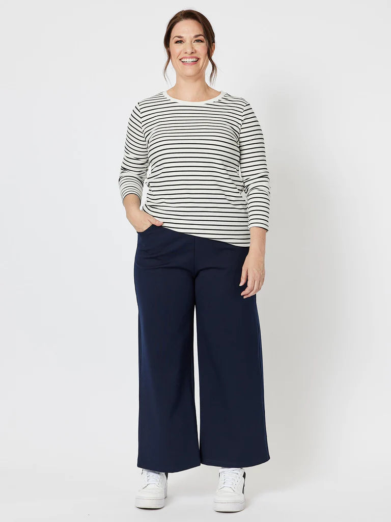 Clarity Kimmy Ponte Wide Leg Pant - Navy