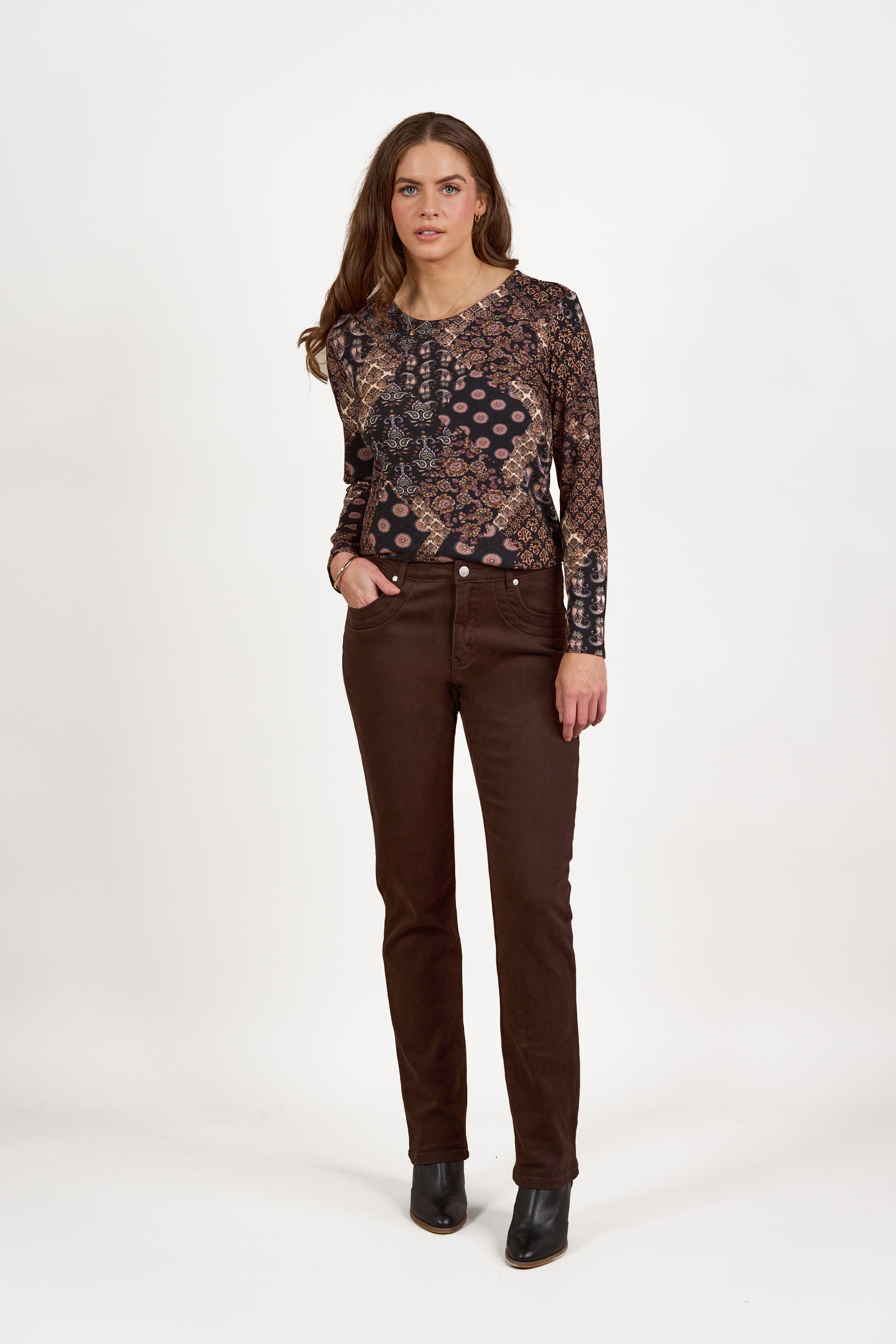 Vassalli Long Sleeve Patchwork Print Top - Rhapsody