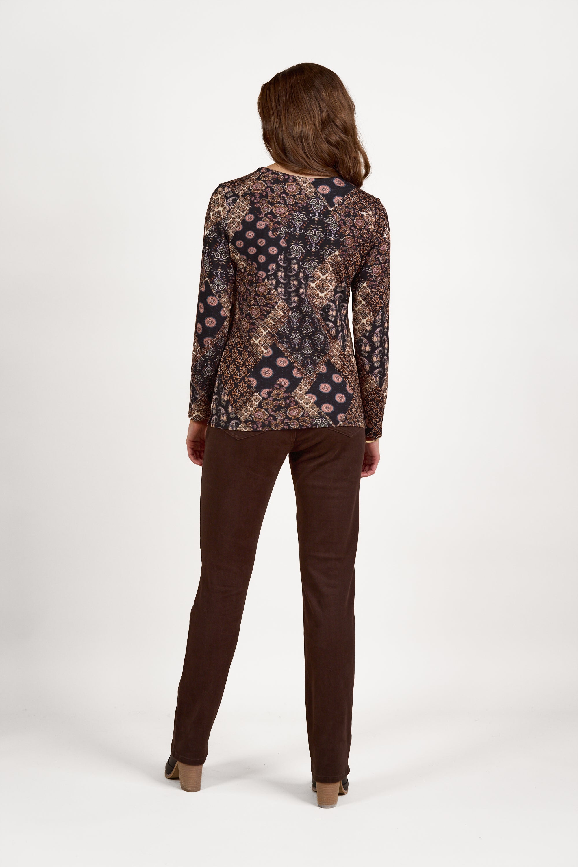 Vassalli Long Sleeve Patchwork Print Top - Rhapsody