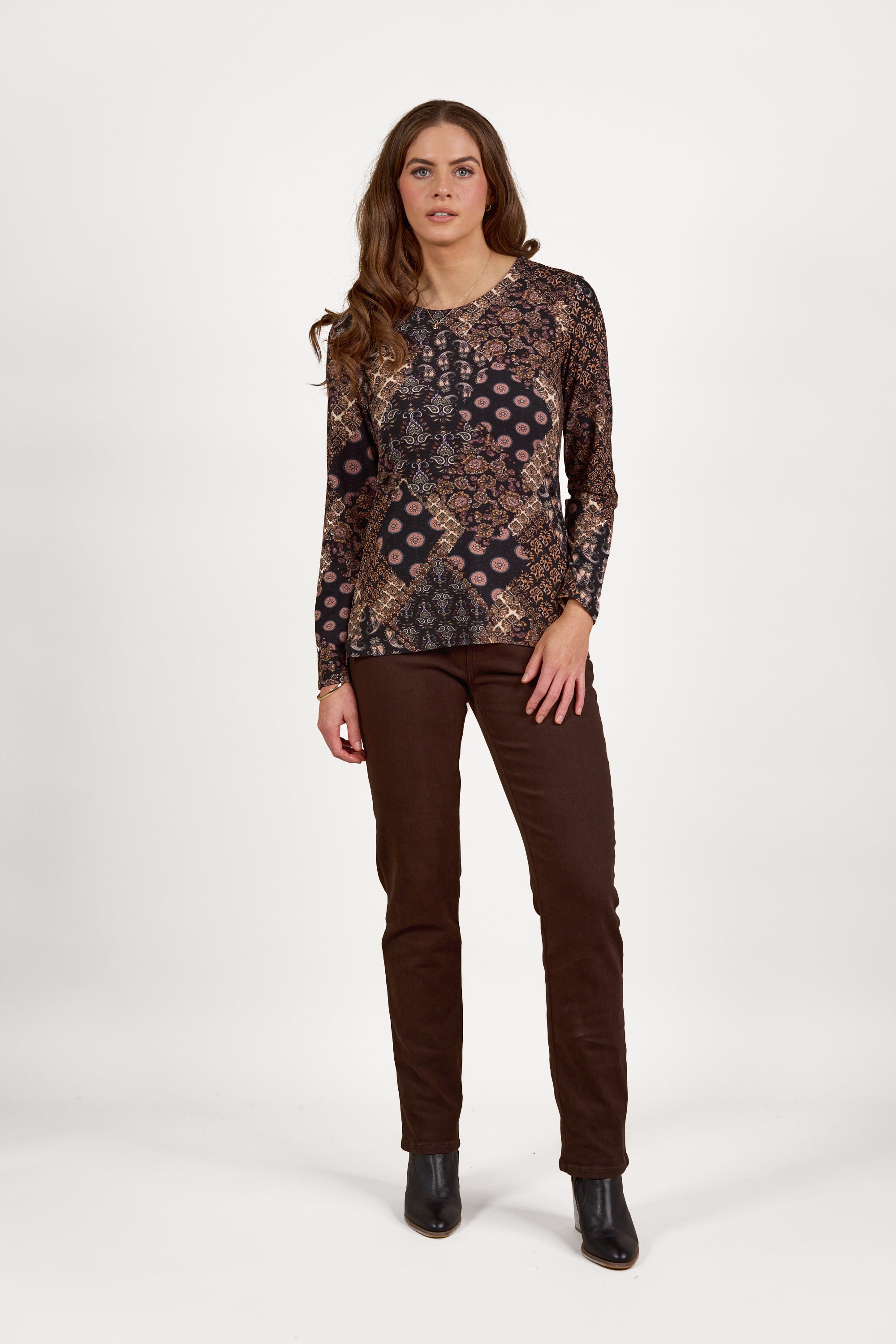 Vassalli Long Sleeve Patchwork Print Top - Rhapsody