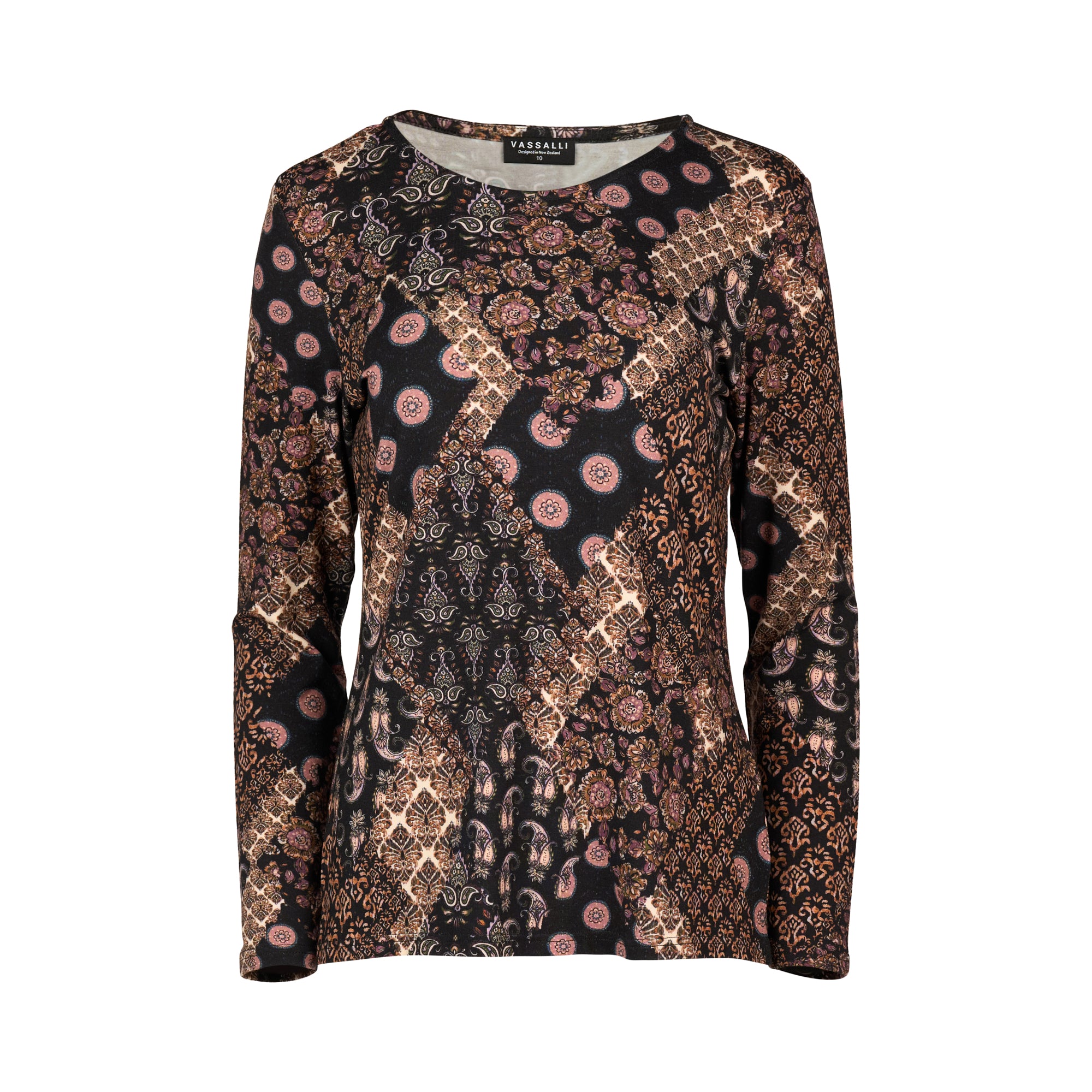 Vassalli Long Sleeve Patchwork Print Top - Rhapsody