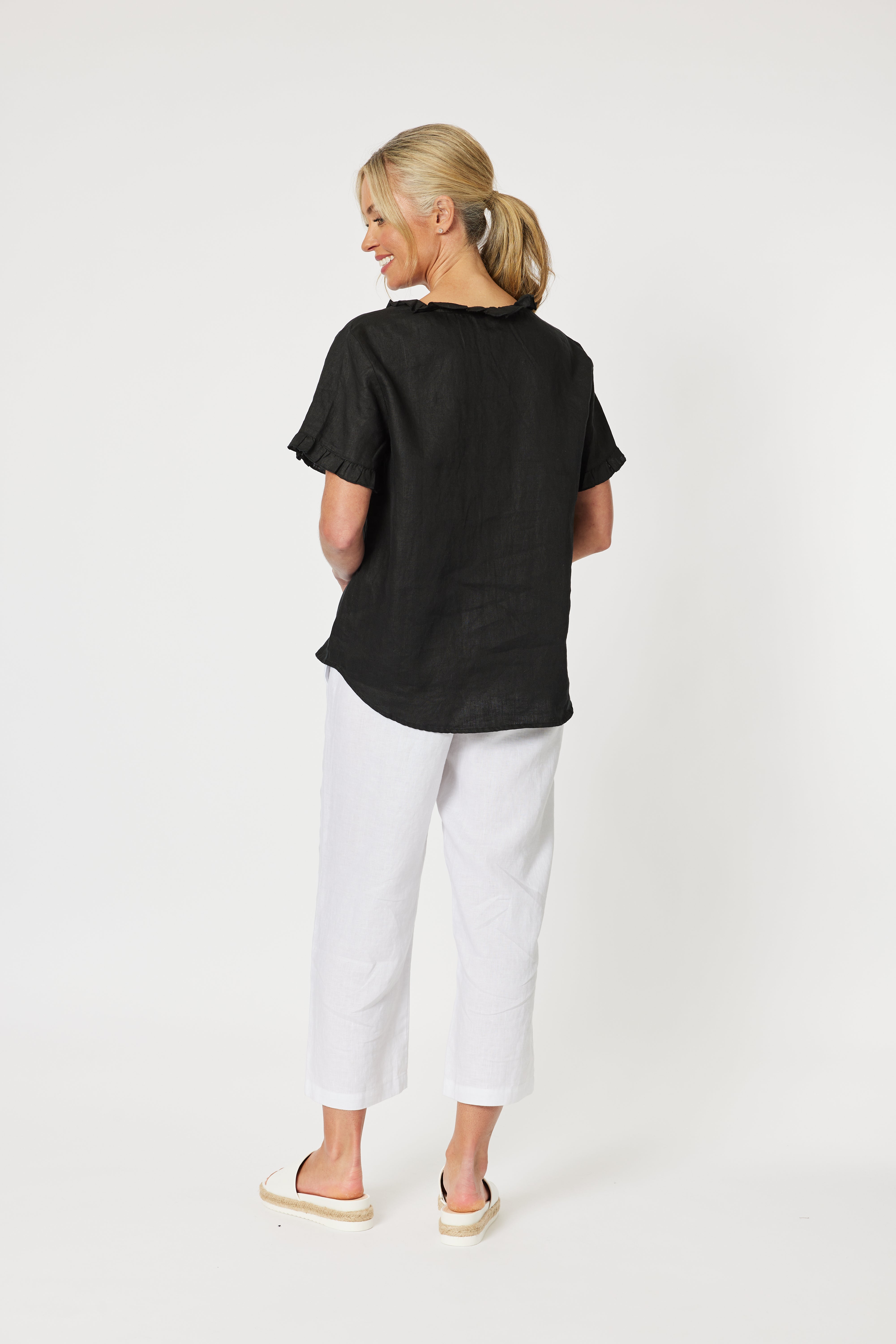 Gordon Smith Lara Wide Leg Linen Pant - White