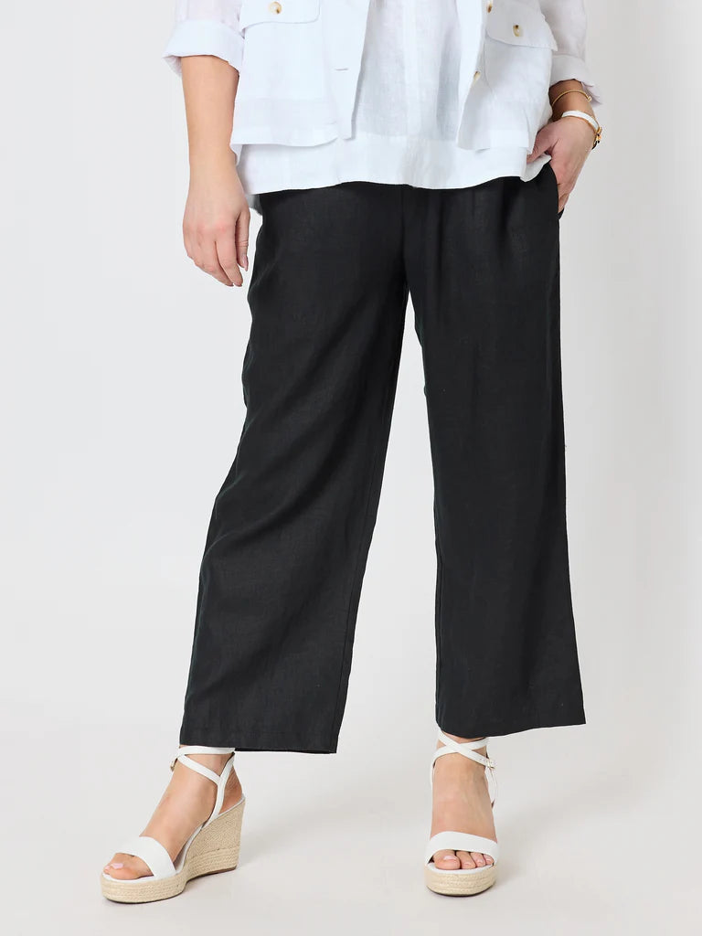 Gordon Smith Lara Linen Wide Leg Pant - Black