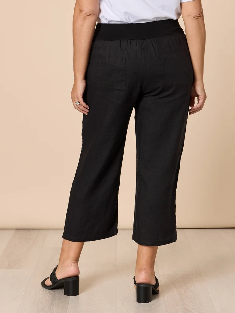 Gordon Smith Lara Linen Wide Leg Pant - Black