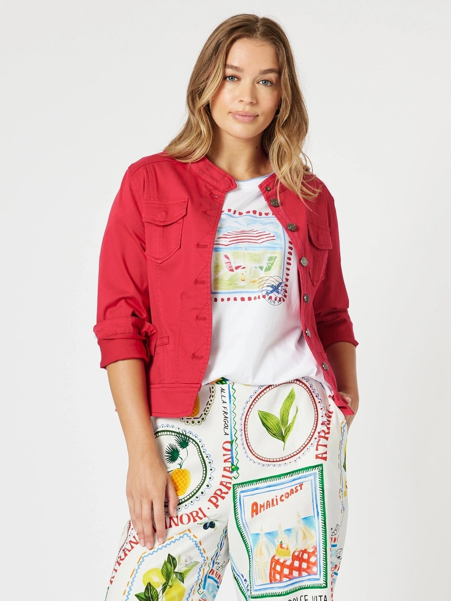 Threadz Maggie Denim Jacket - Red