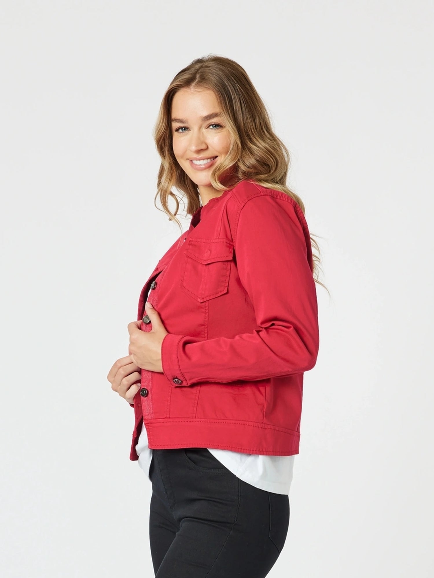 Threadz Maggie Denim Jacket - Red