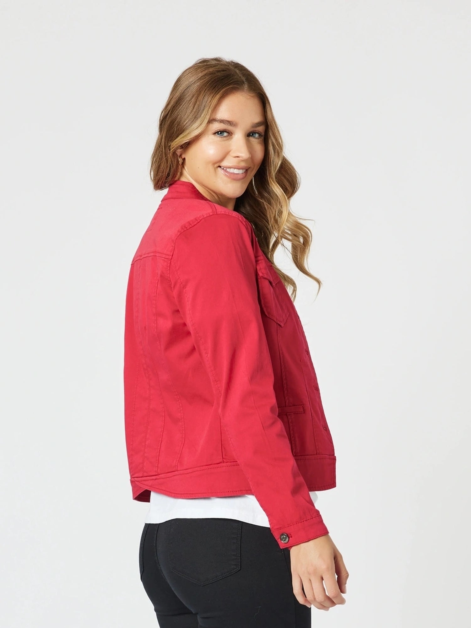 Threadz Maggie Denim Jacket - Red