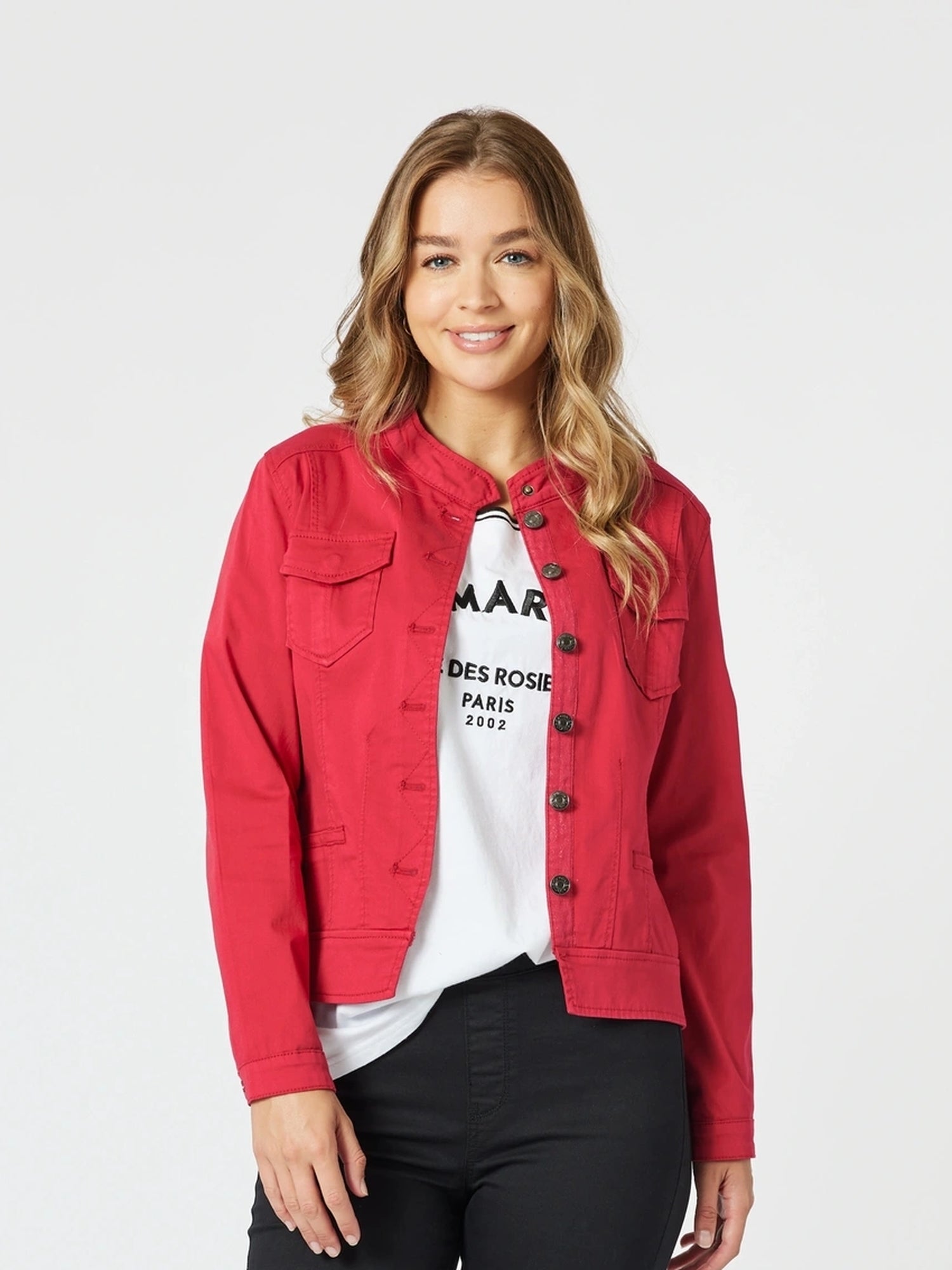 Threadz Maggie Denim Jacket - Red