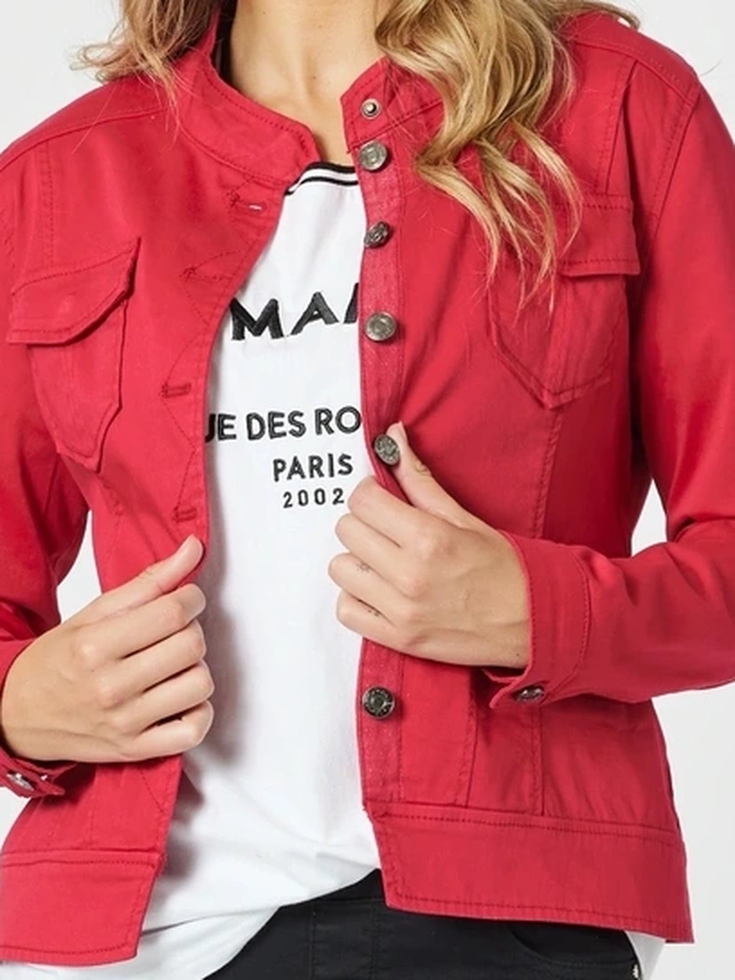 Threadz Maggie Denim Jacket - Red