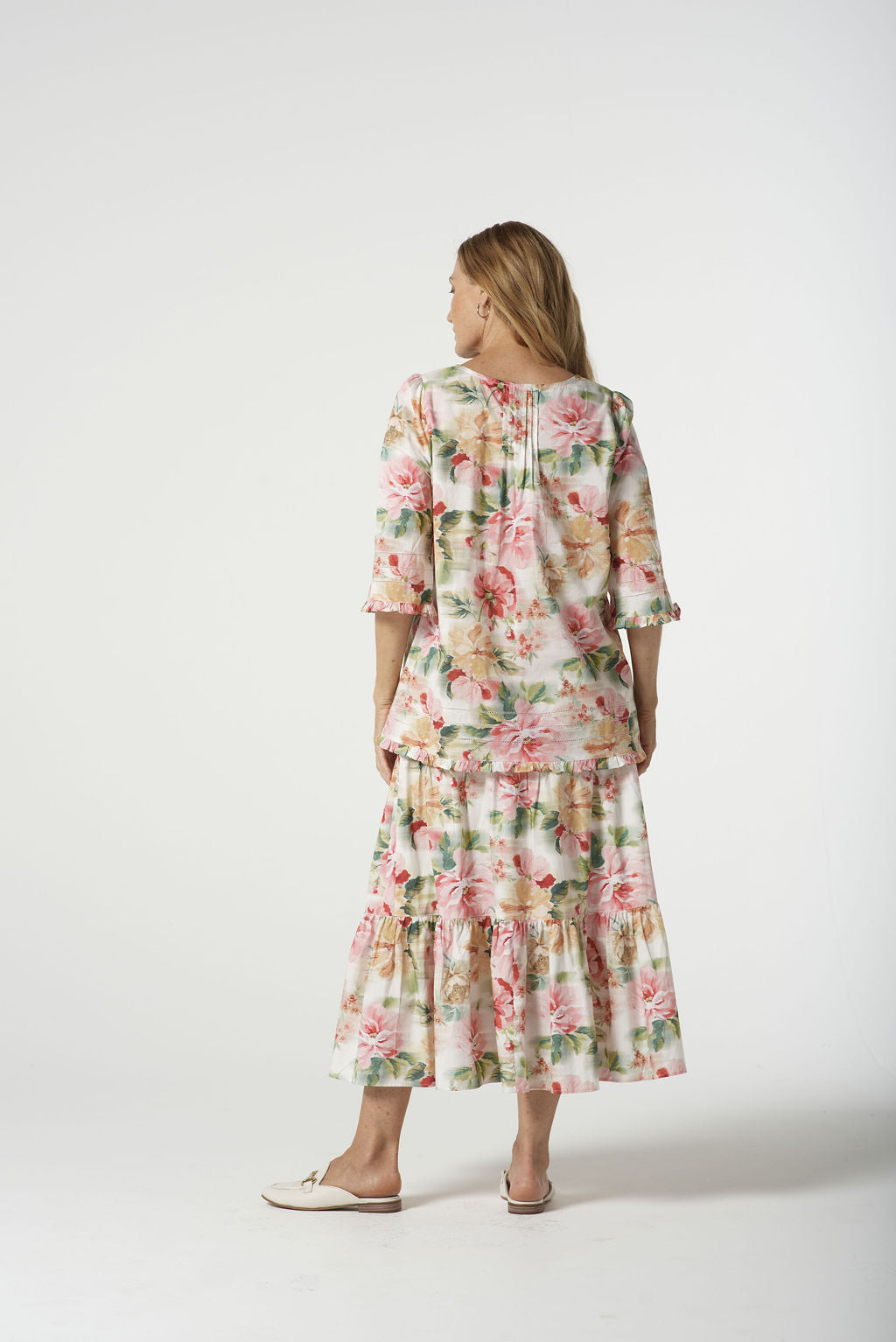 Goondiwindi Cotton Golden Cotton Trapeze Blouse - Blurred Floral