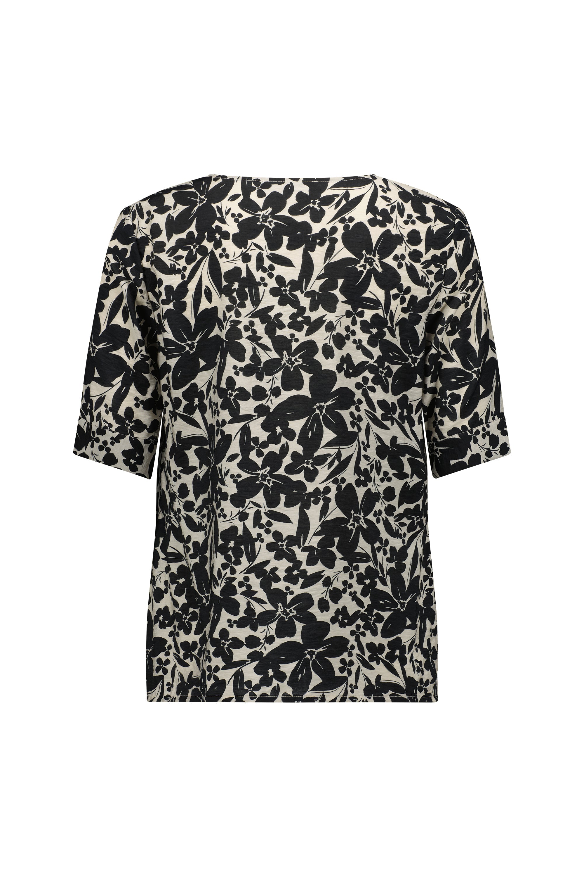 Vassalli V Neck Top with Elbow Length Sleeve - Manhattan
