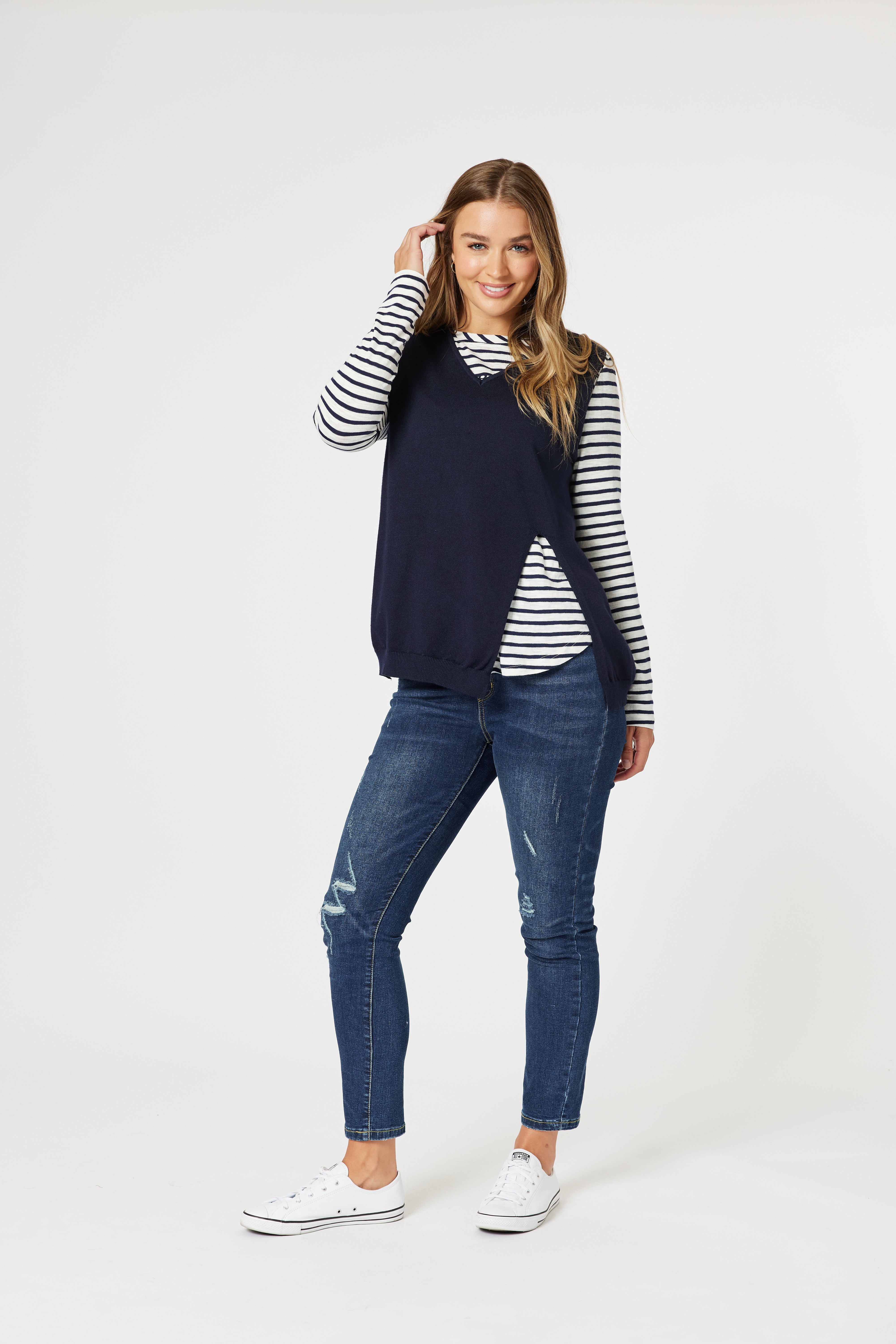 Threadz Vicky Vest - Navy