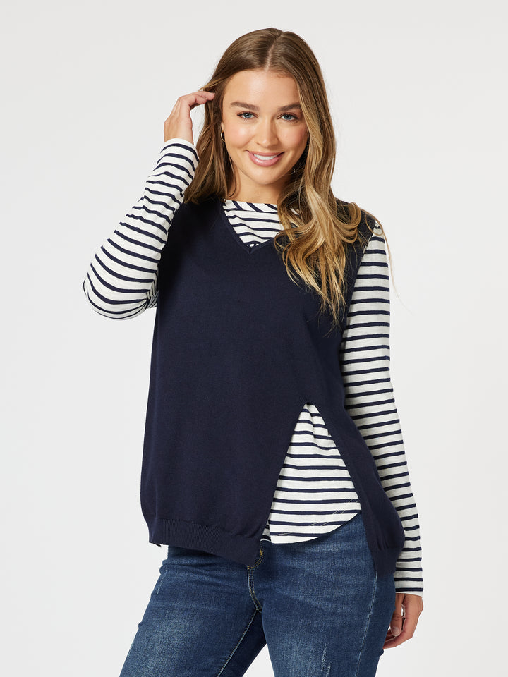 Threadz Vicky Vest - Navy