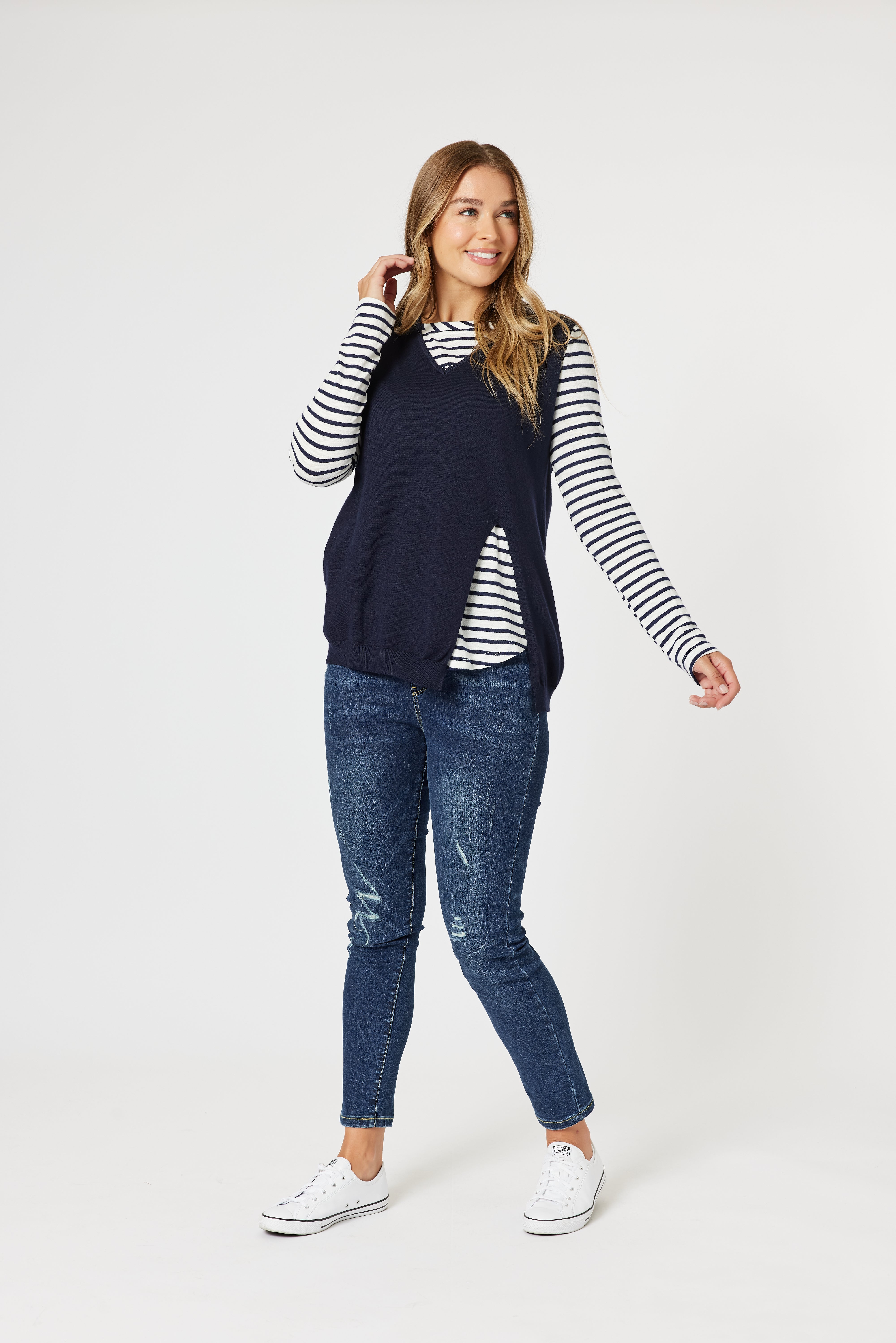 Threadz Vicky Vest - Navy