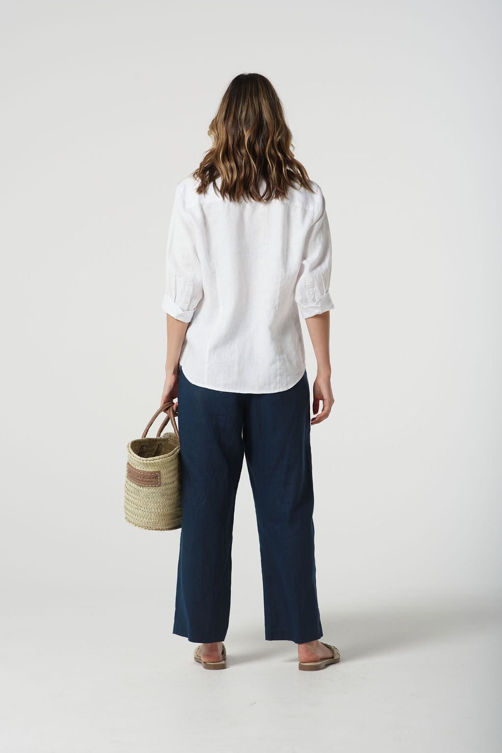 Goondiwindi Cotton Island Linen 3/4 Sleeve Frill Shirt - Optical White