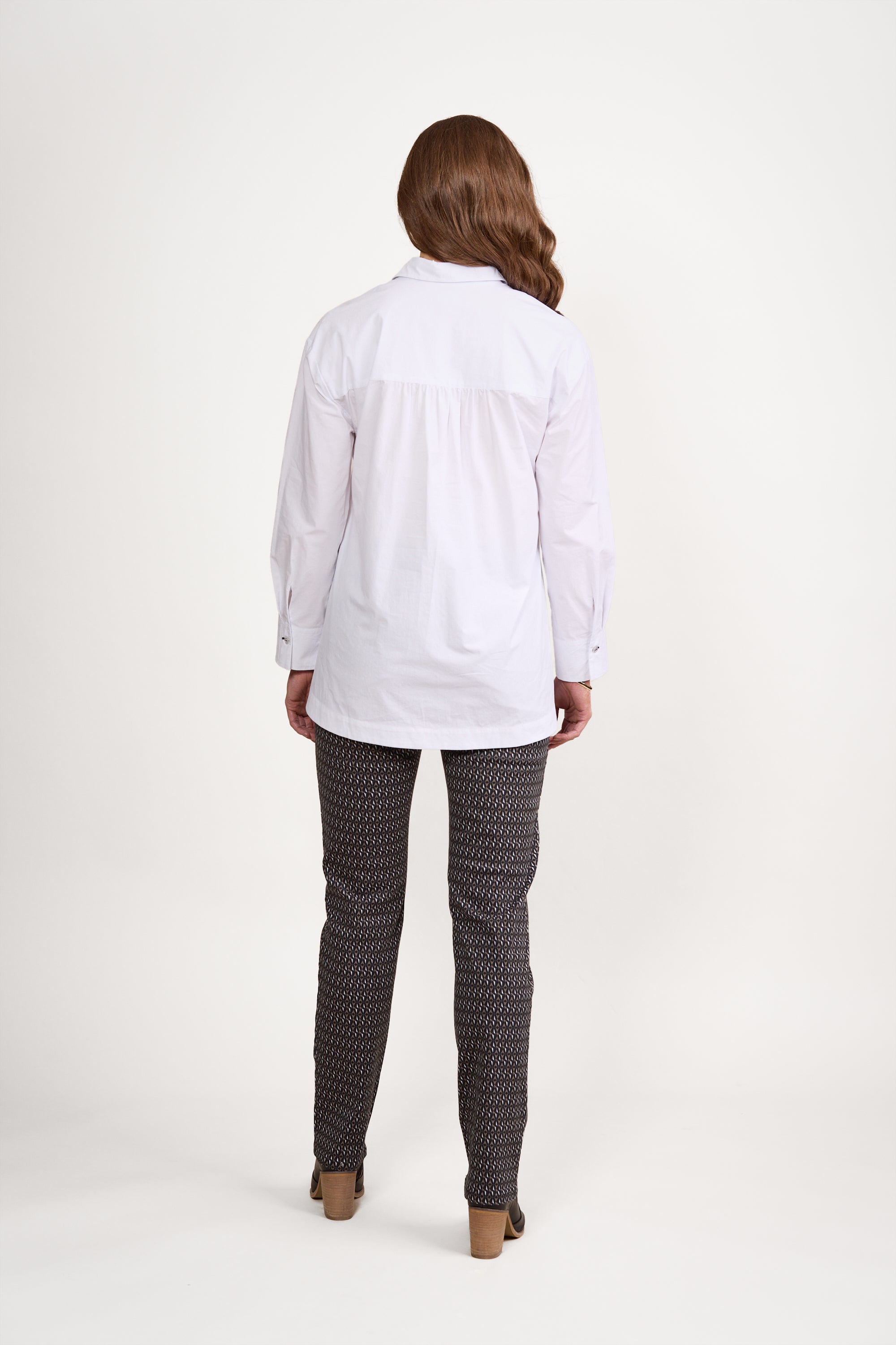 Vassalli Contrast Coloured Stitching Shirt - White/Ink