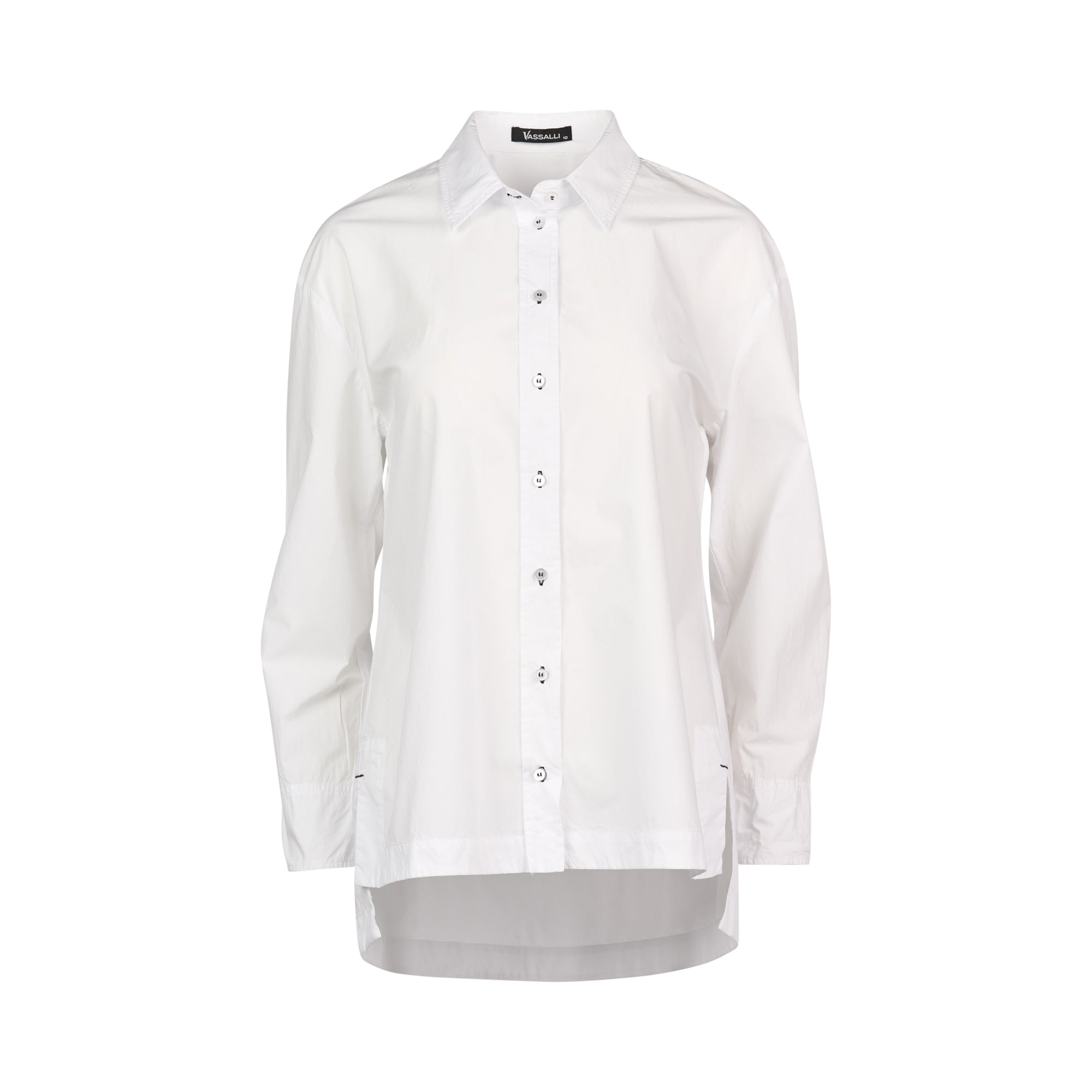 Vassalli Contrast Coloured Stitching Shirt - White/Ink