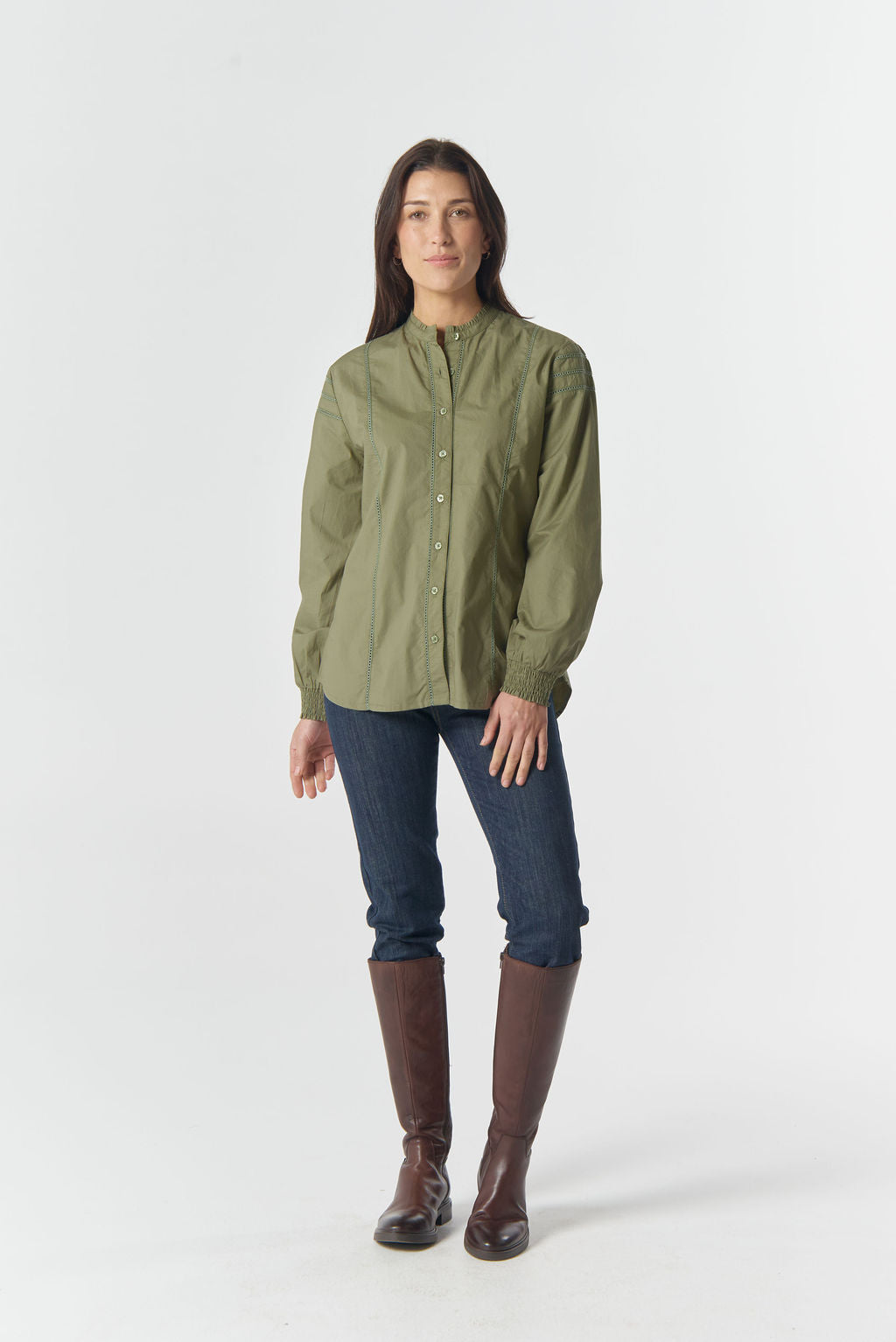 Goondiwindi Cotton Misty Cotton Blouse - Sage