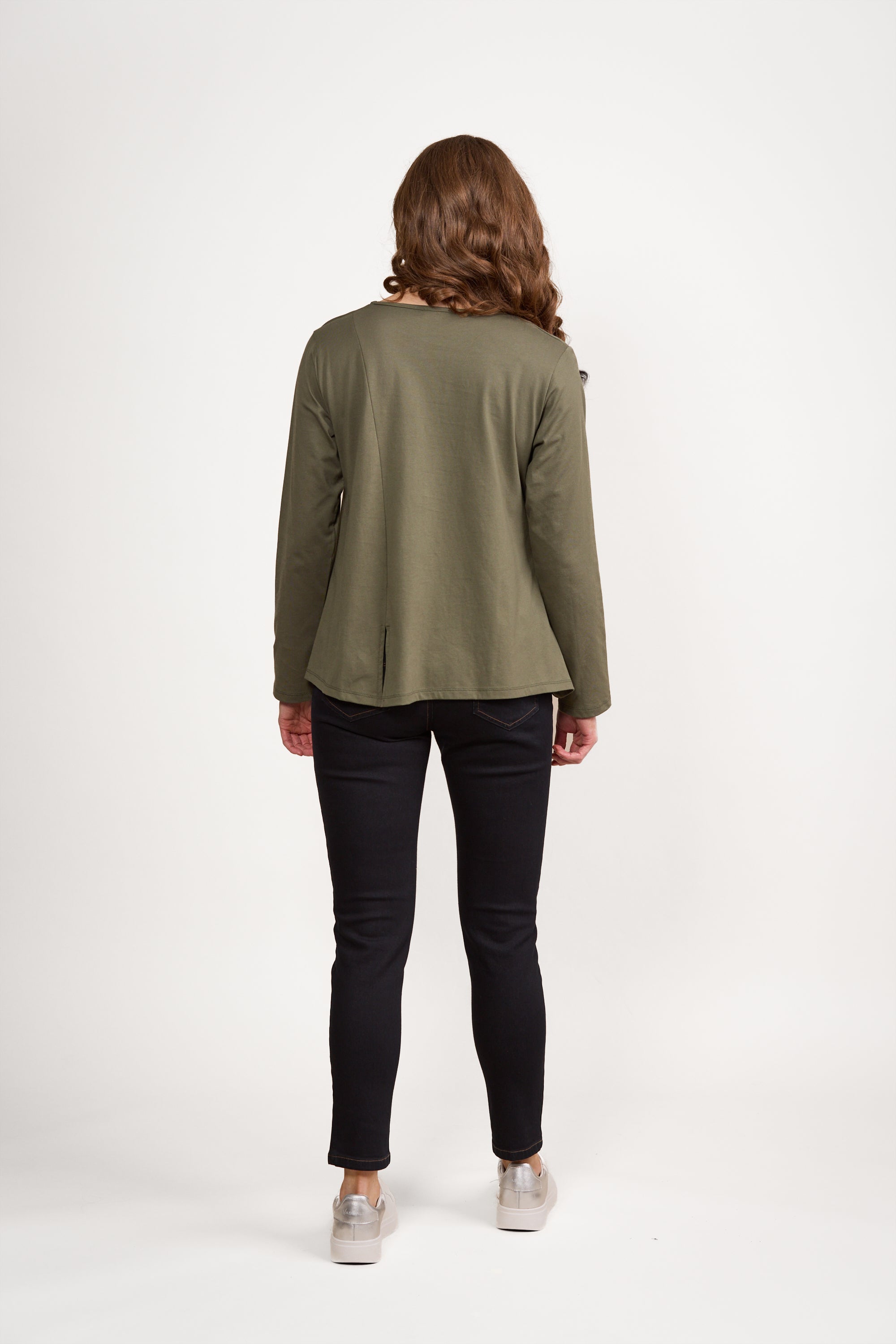 Vassalli Swing Top with Off Centre Split Detail - Sage