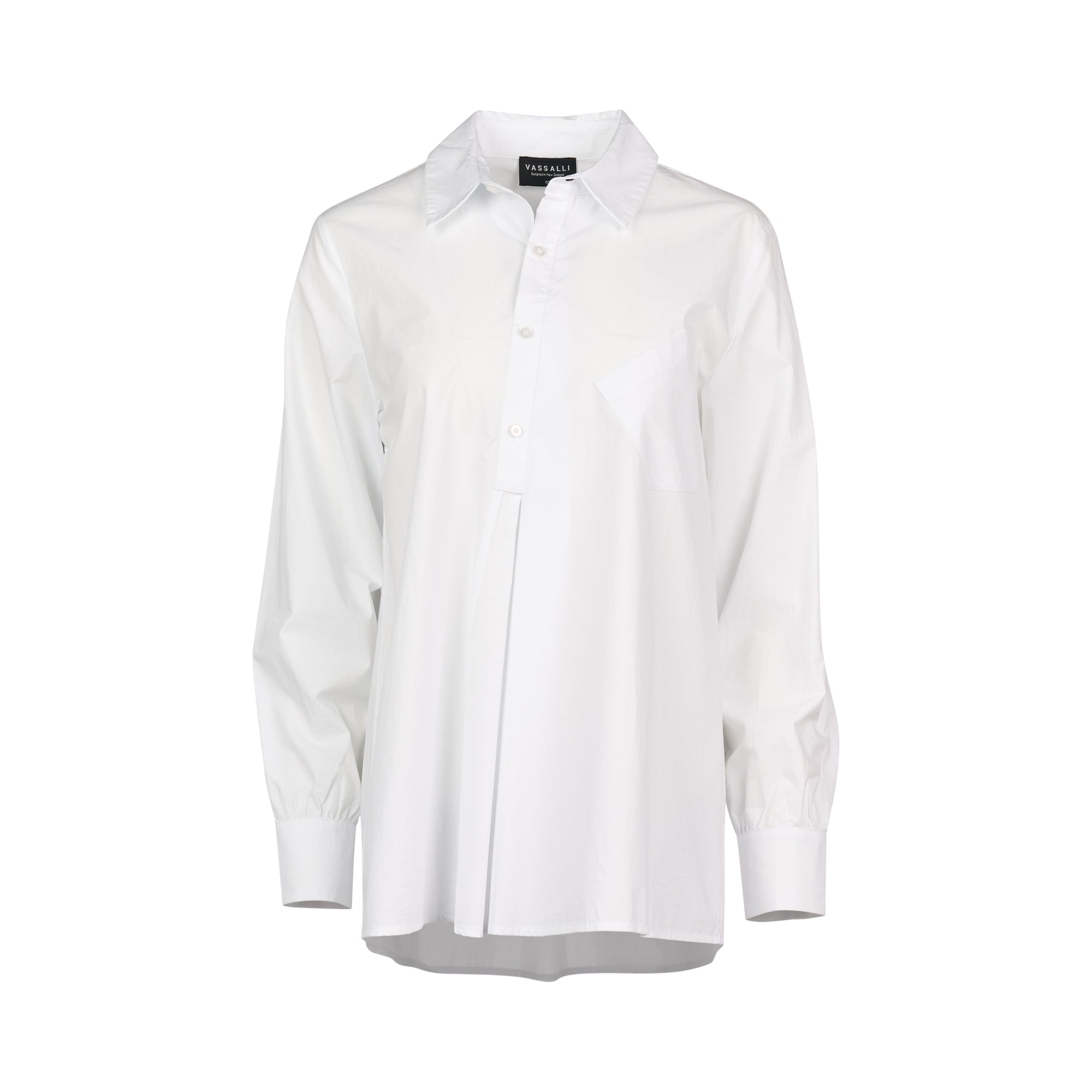 Vassalli Relaxed Half-Placket Shirt - White