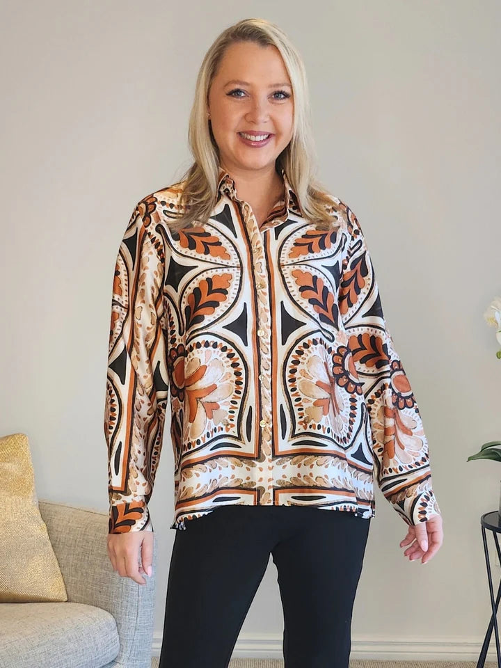 Threadz Studio Shirt - Chocolate/Multi