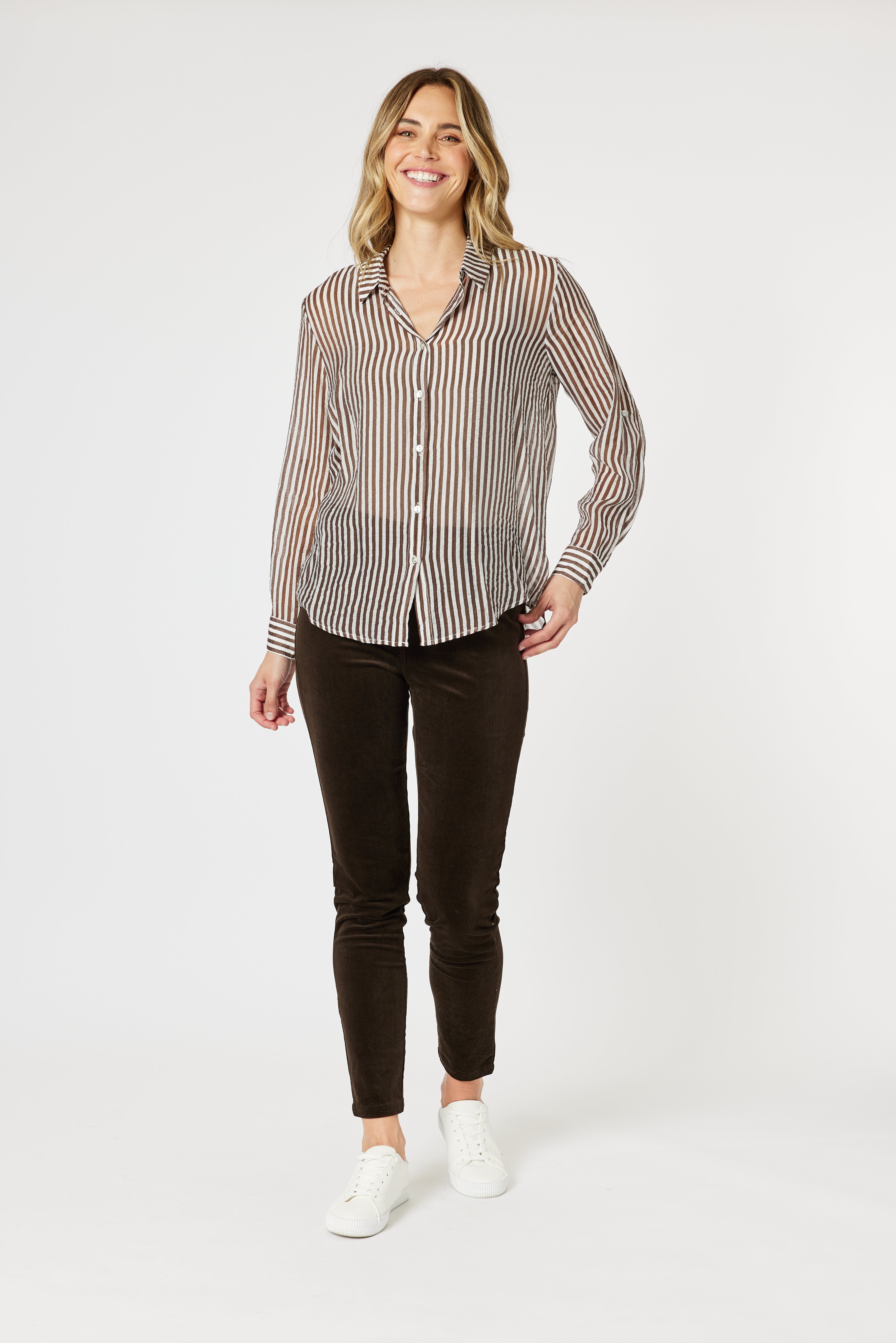 Gordon Smith City Stripe Shirt - Chocolate/White