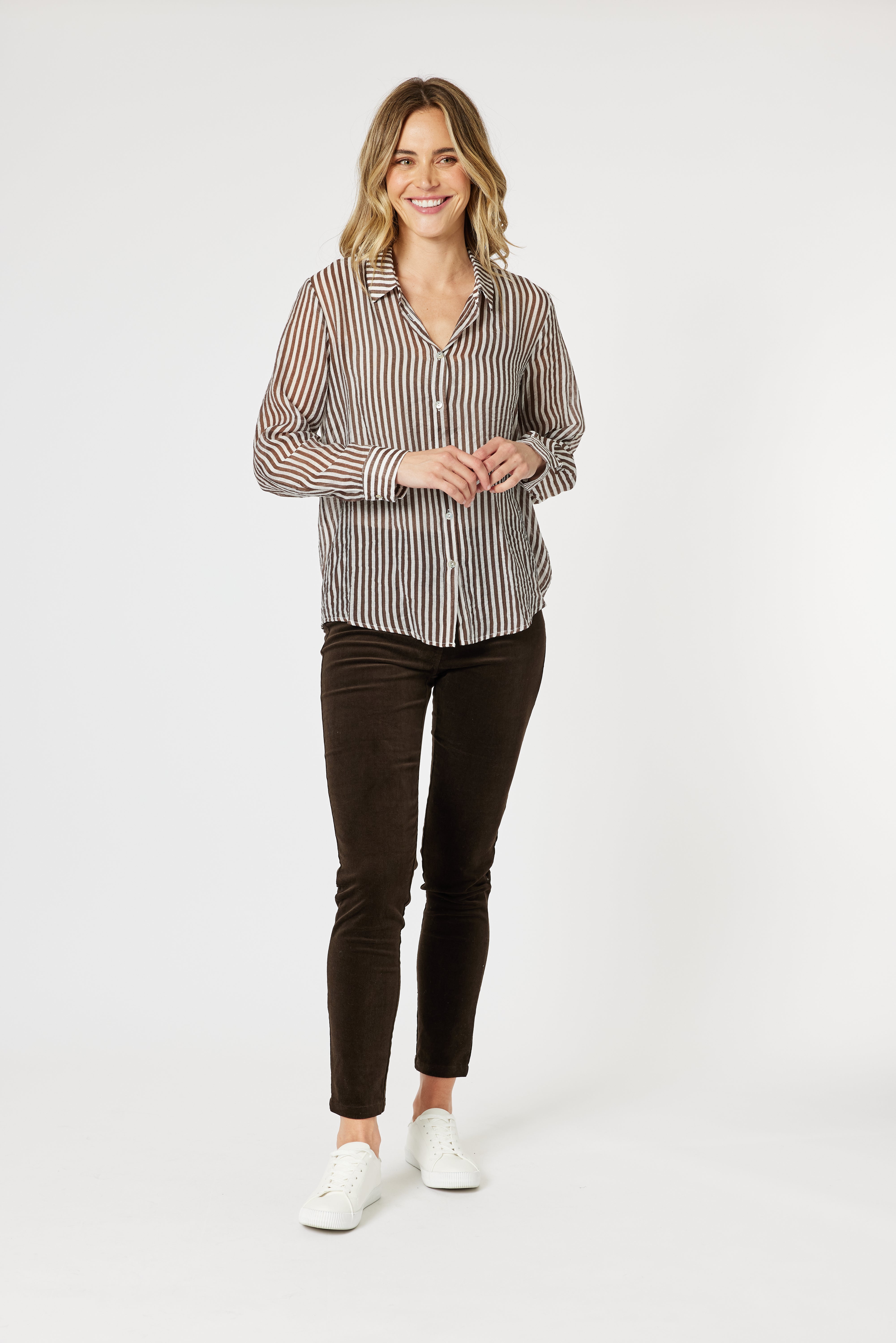 Gordon Smith City Stripe Shirt - Chocolate/White
