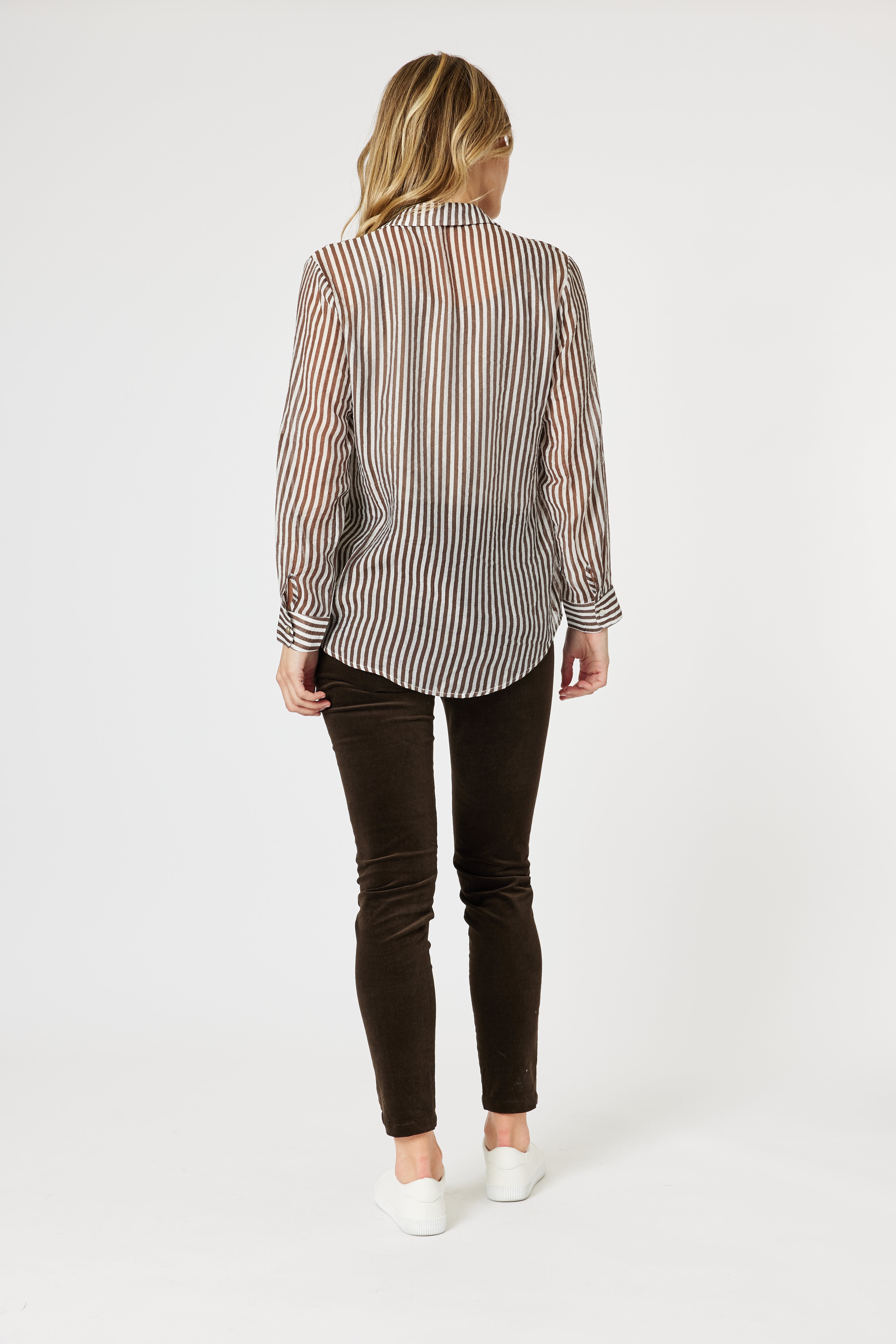 Gordon Smith City Stripe Shirt - Chocolate/White