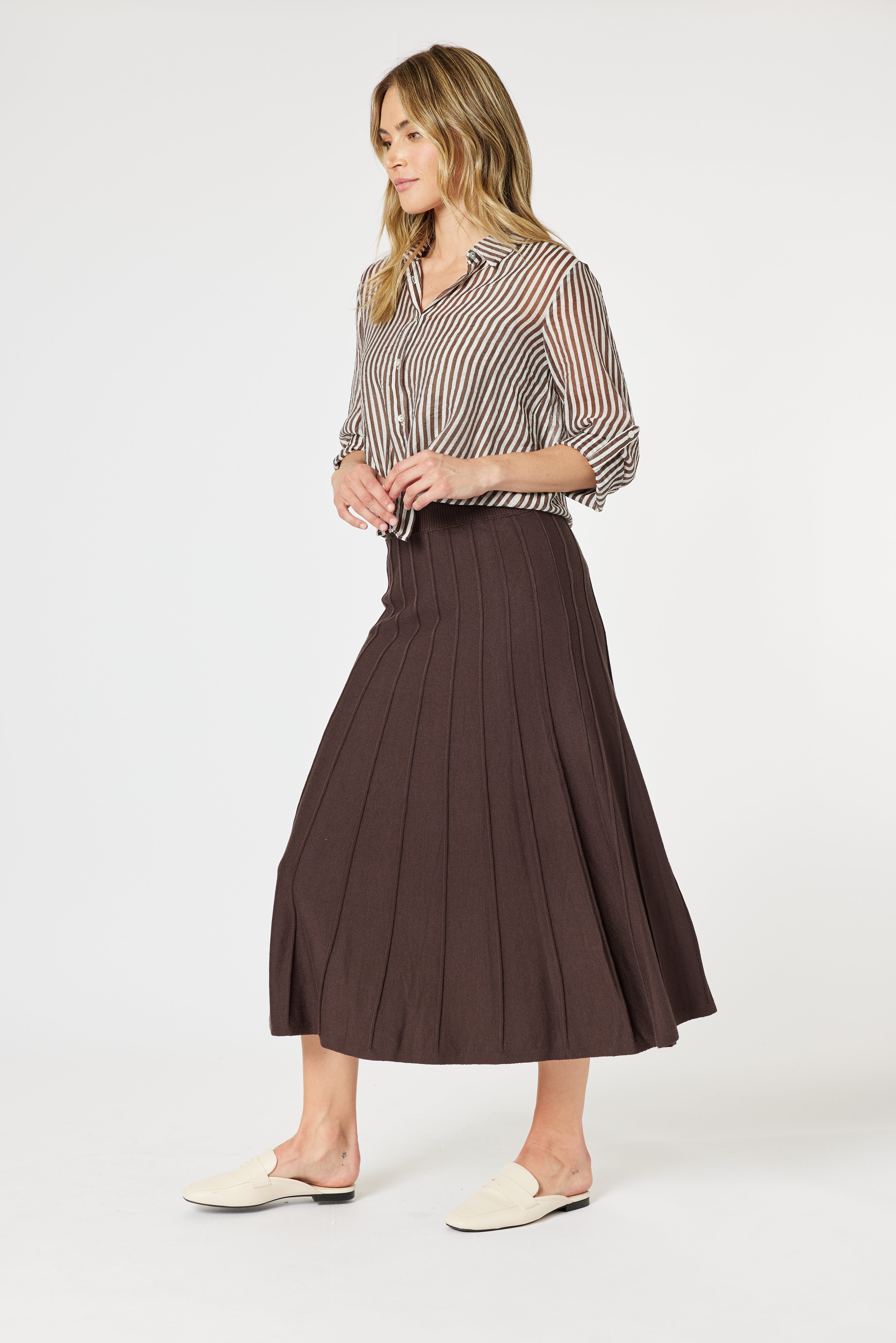 Gordon Smith City Stripe Shirt - Chocolate/White