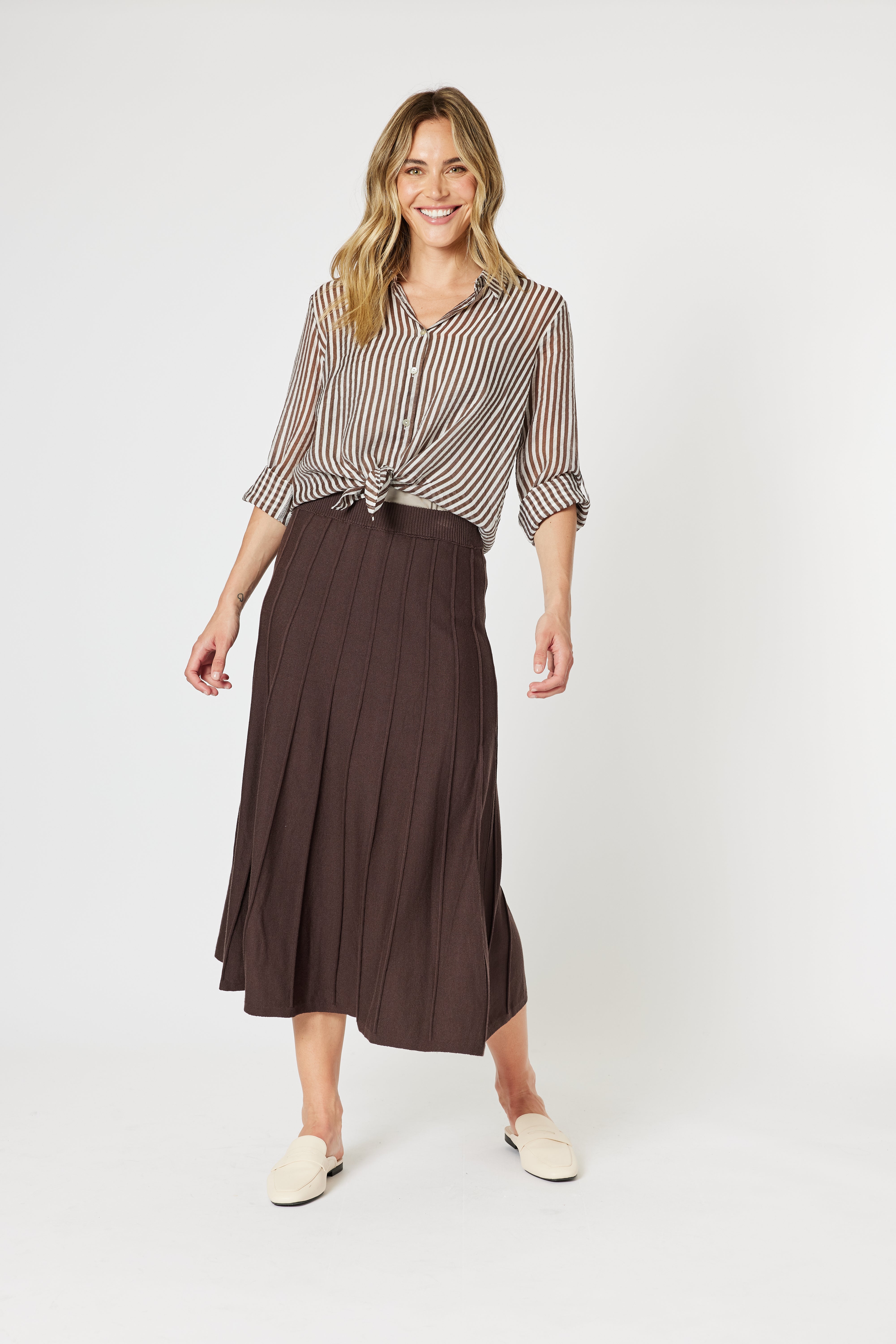 Gordon Smith City Stripe Shirt - Chocolate/White