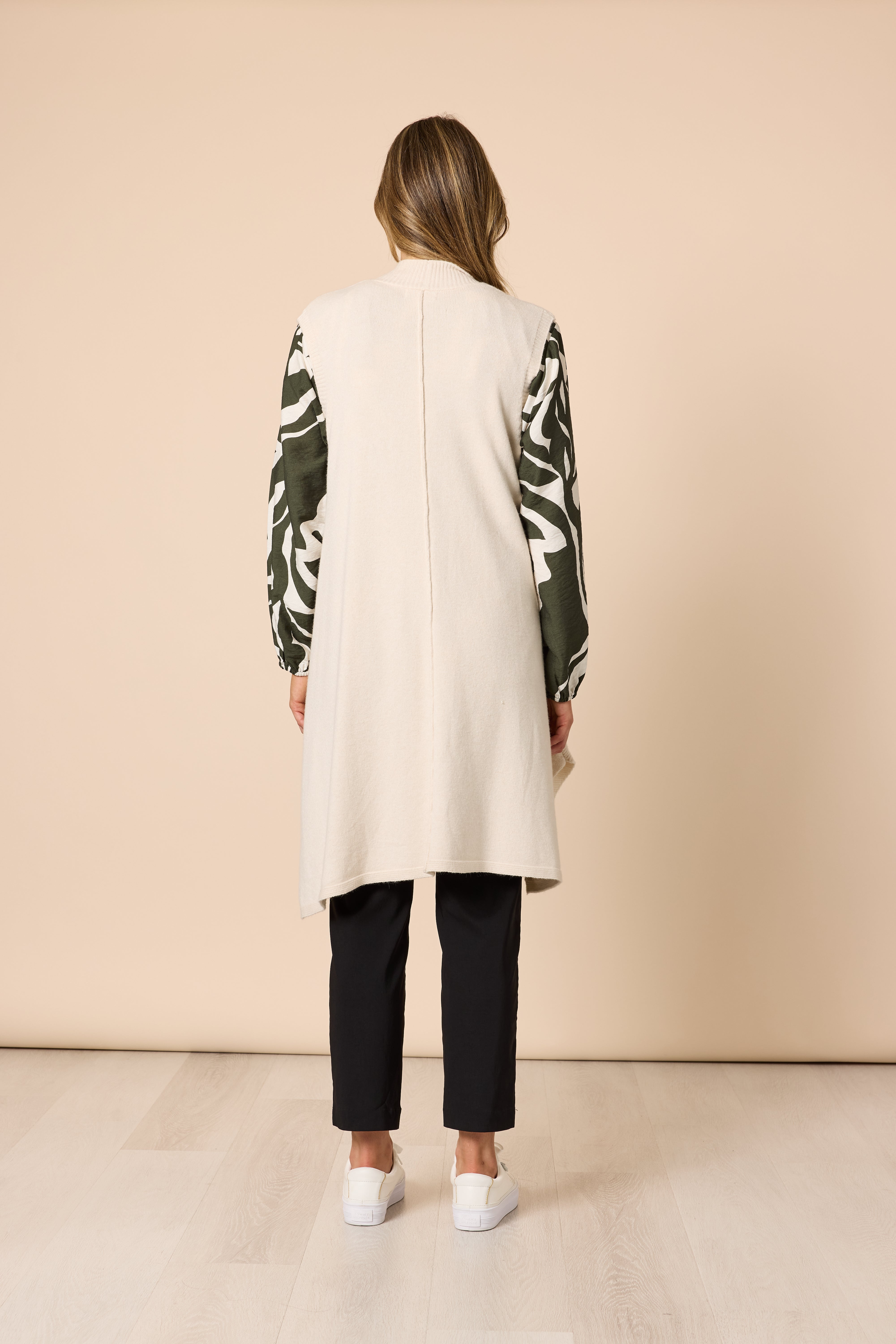 Clarity Casa Longline Knit Vest - Light Natural